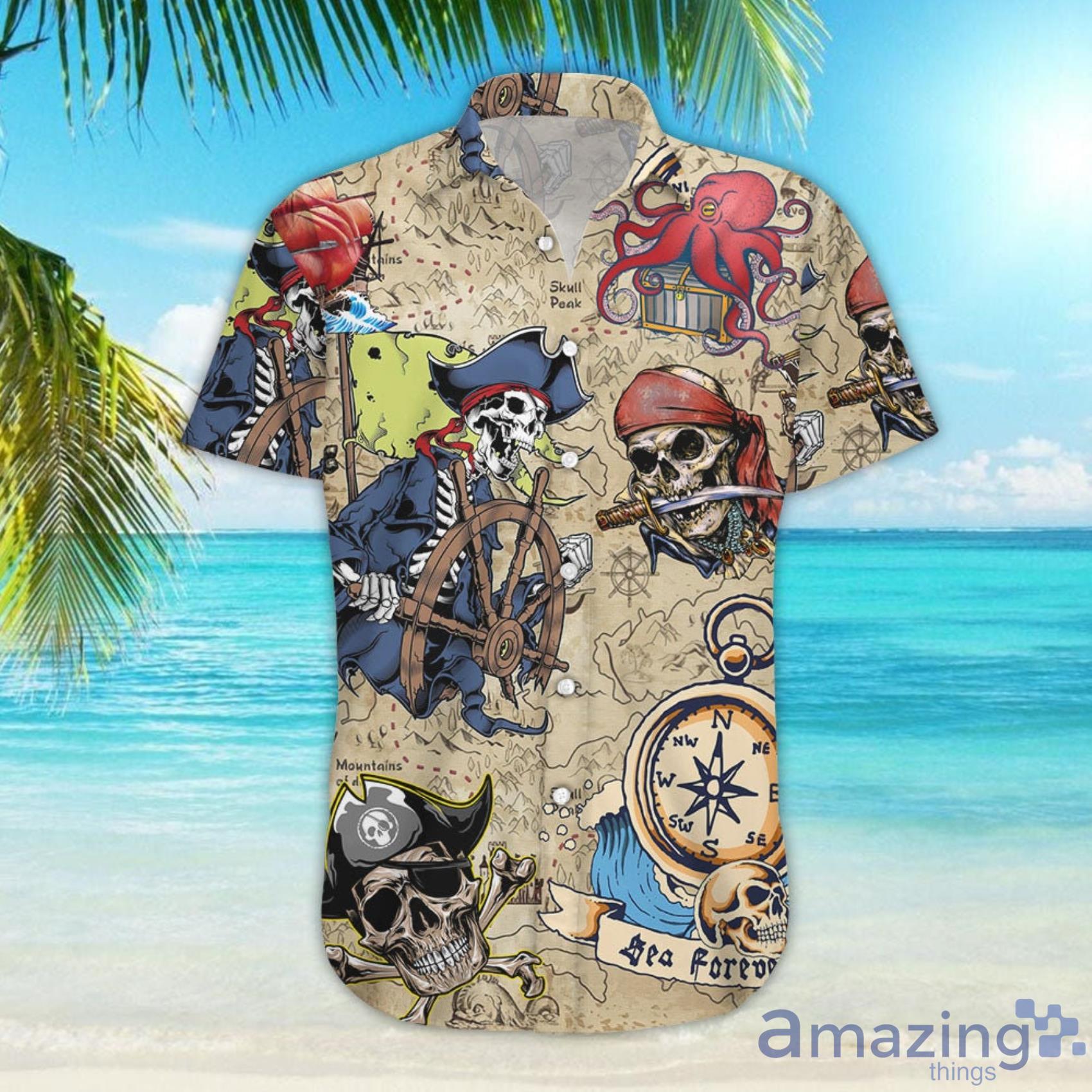 Pirate Skull Shirt Vintage Skull Pirate Hawaiian Shirt And Shorts