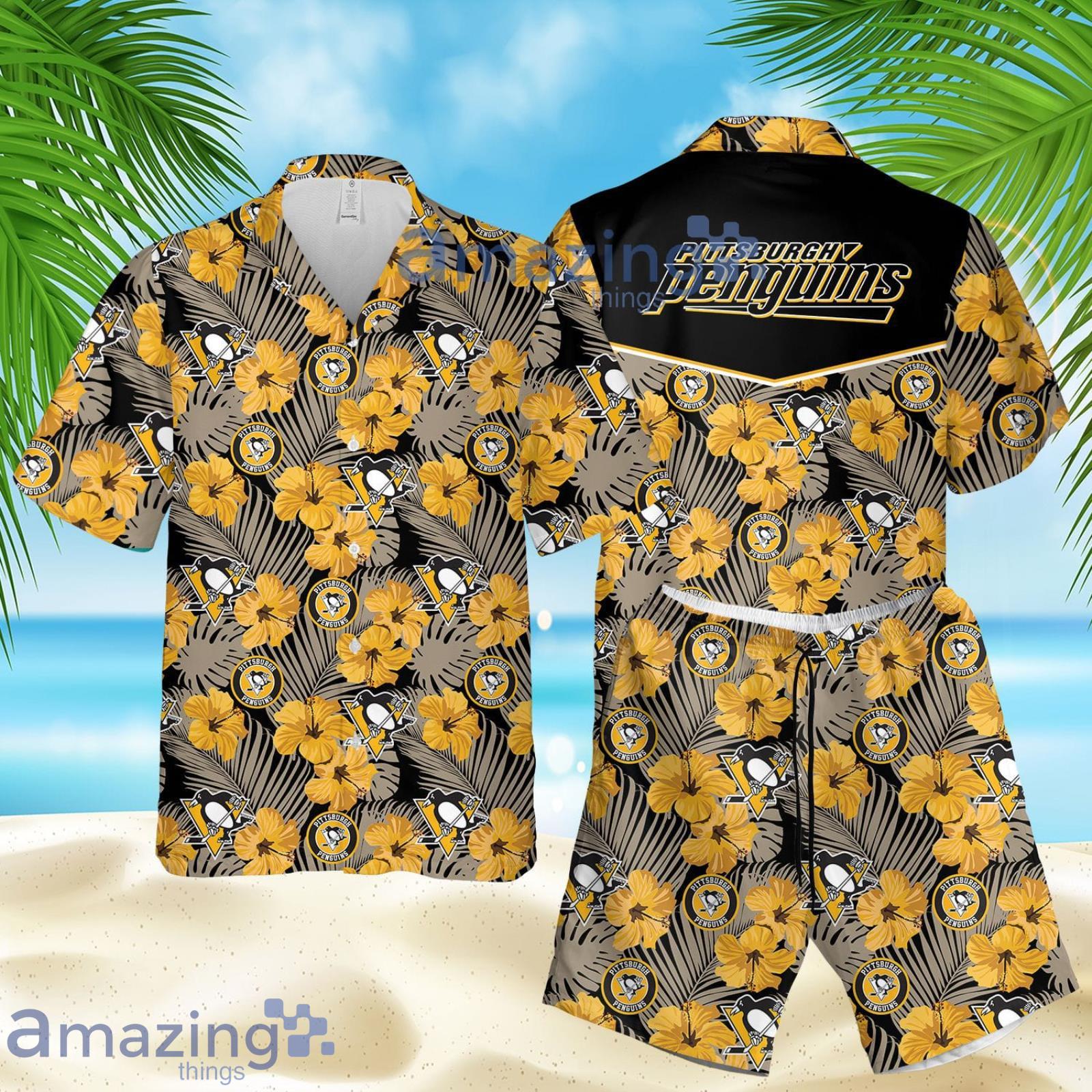 Pittsburgh Hibiscus Summer Set Hawaiian Shirt And Shorts Product Photo 1