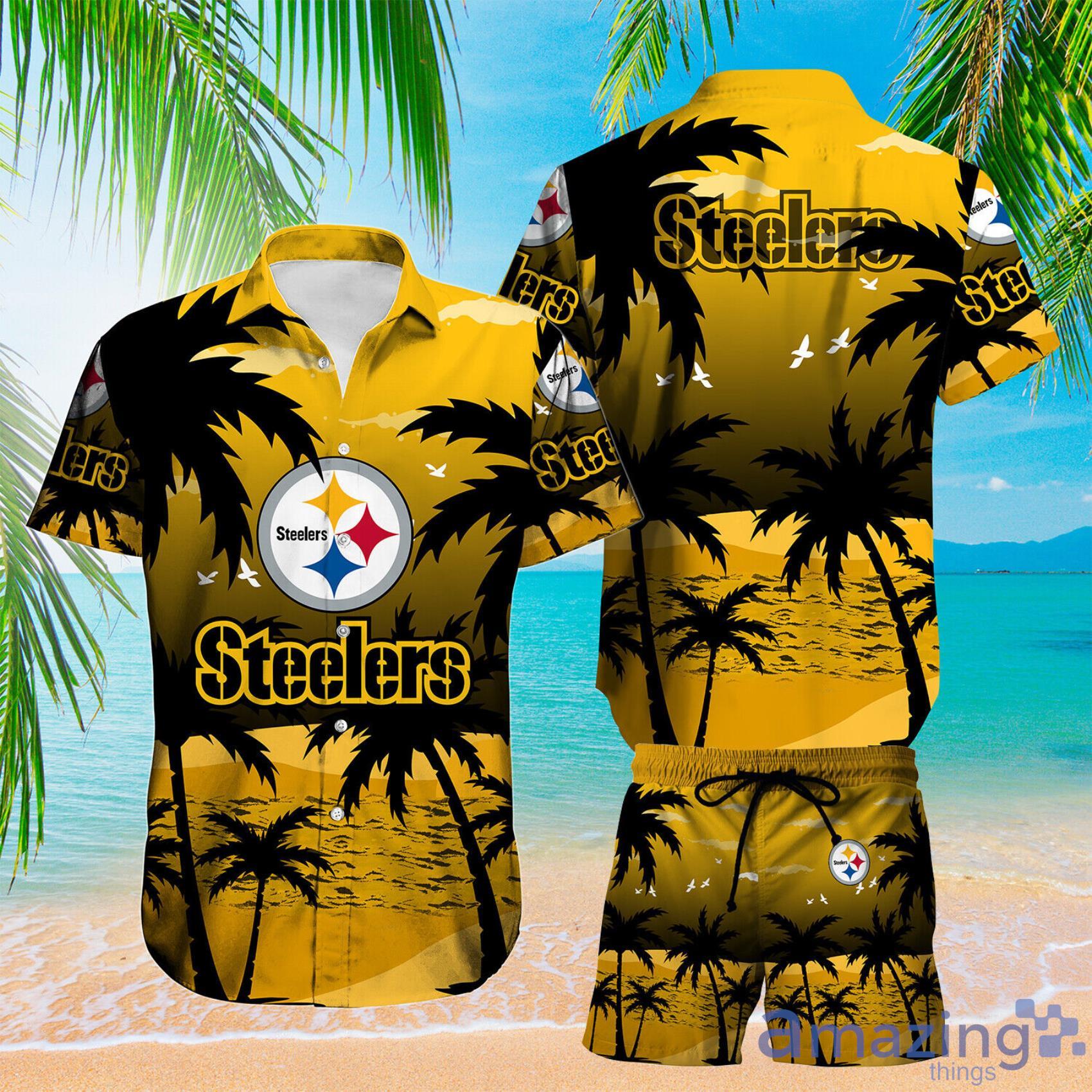 Pittsburgh Steelers Beautiful Beach Sunset Aloha Hawaiian Shirt And Beach Short - Pittsburgh Steelers Mens Button Down Shirt5