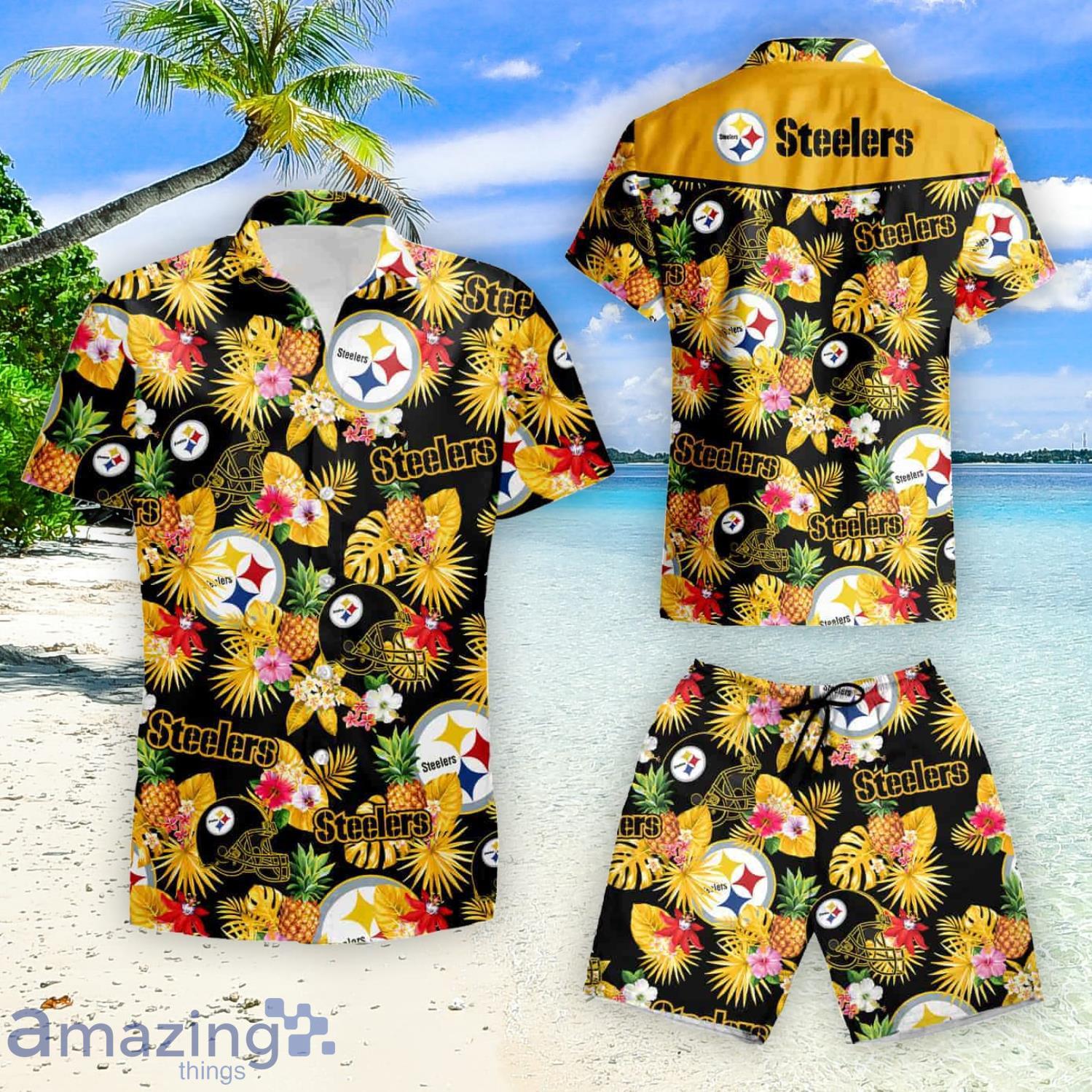 Pittsburgh Steelers Football Team Vacation Hawaiian Shirt And Short image Pittsburgh Steelers Football Team Vacation Hawaiian Shirt And Short Product Photo 2
