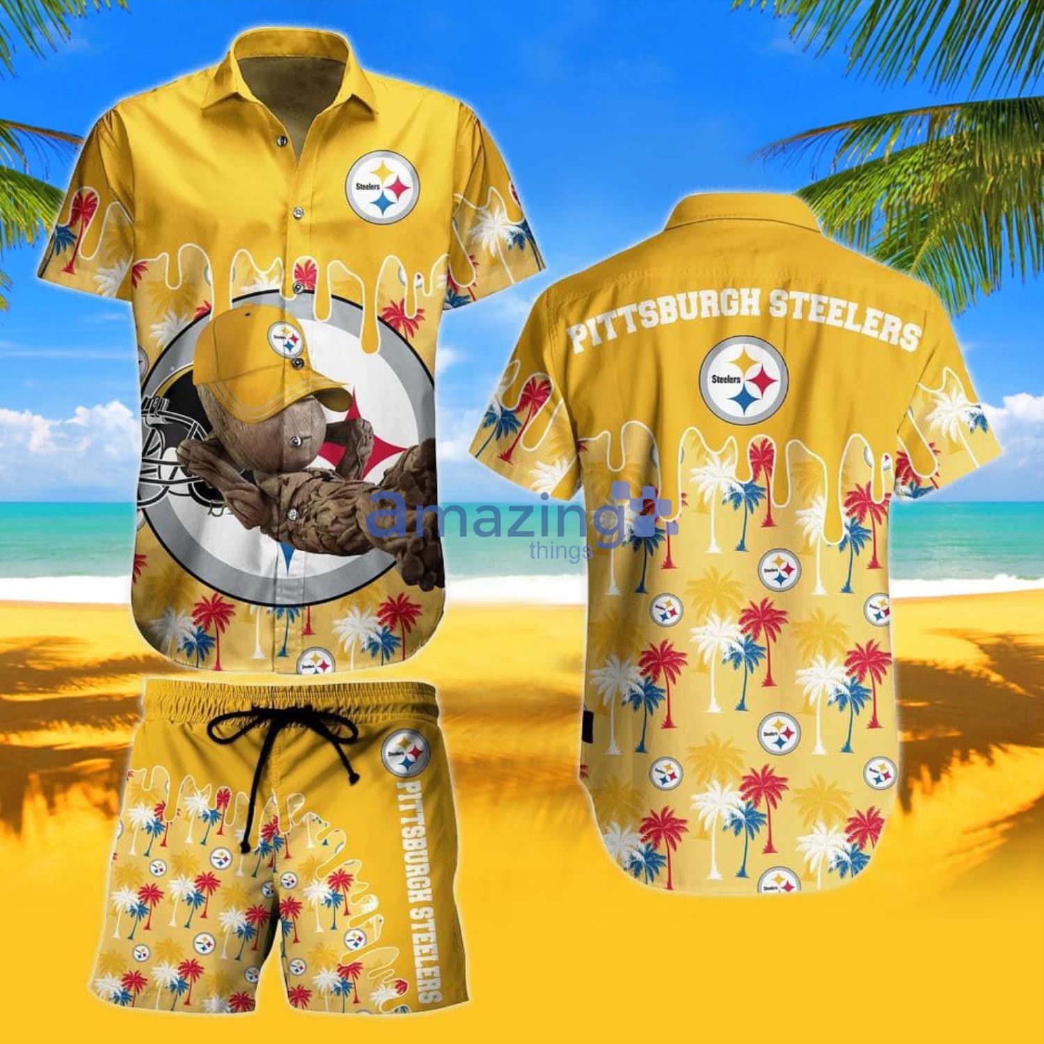 Pittsburgh Steelers NFL Hawaiian shirt Groot Funny Color Custom Name For  Fans Gift - YesItCustom