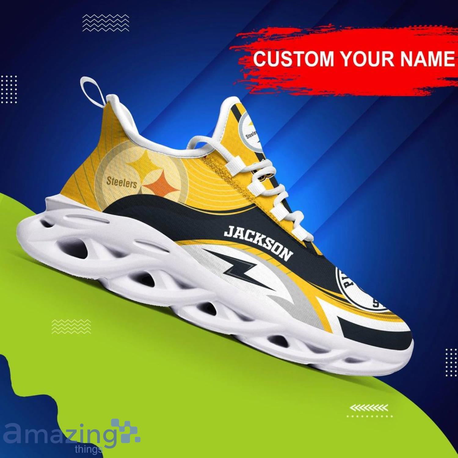 Pittsburgh Steelers NFL Sport Team Custom Name Max Soul Shoes For Fans Product Photo 1
