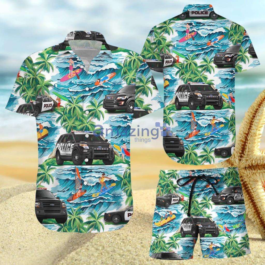 Police With Surfing Aloha Tropical Hawaiian Shirt And Short - Police With Surfing Aloha Tropical Hawaiian Shirt And Short