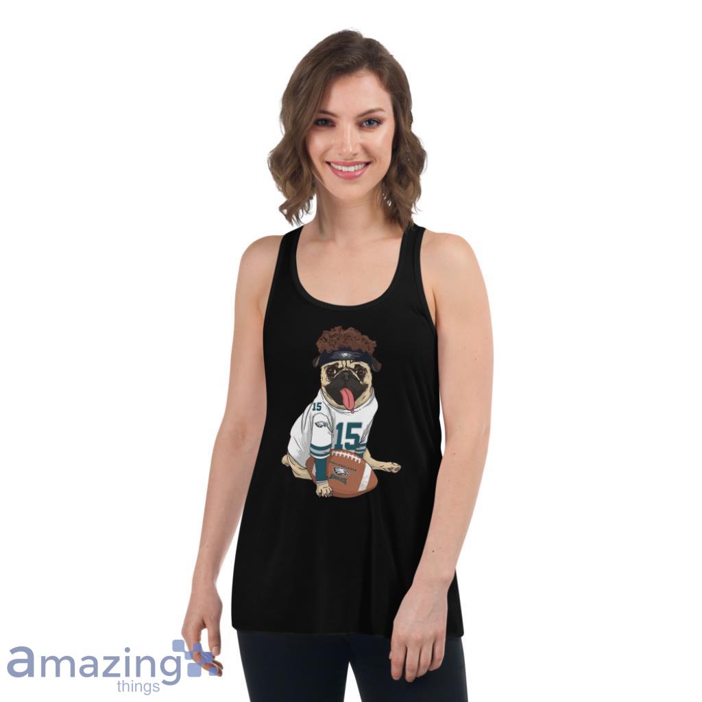 Pug Fan Philadelphia Eagles NFL Shirt image Pug Fan Philadelphia Eagles NFL Shirt - Womens Flowy Racerback Tank