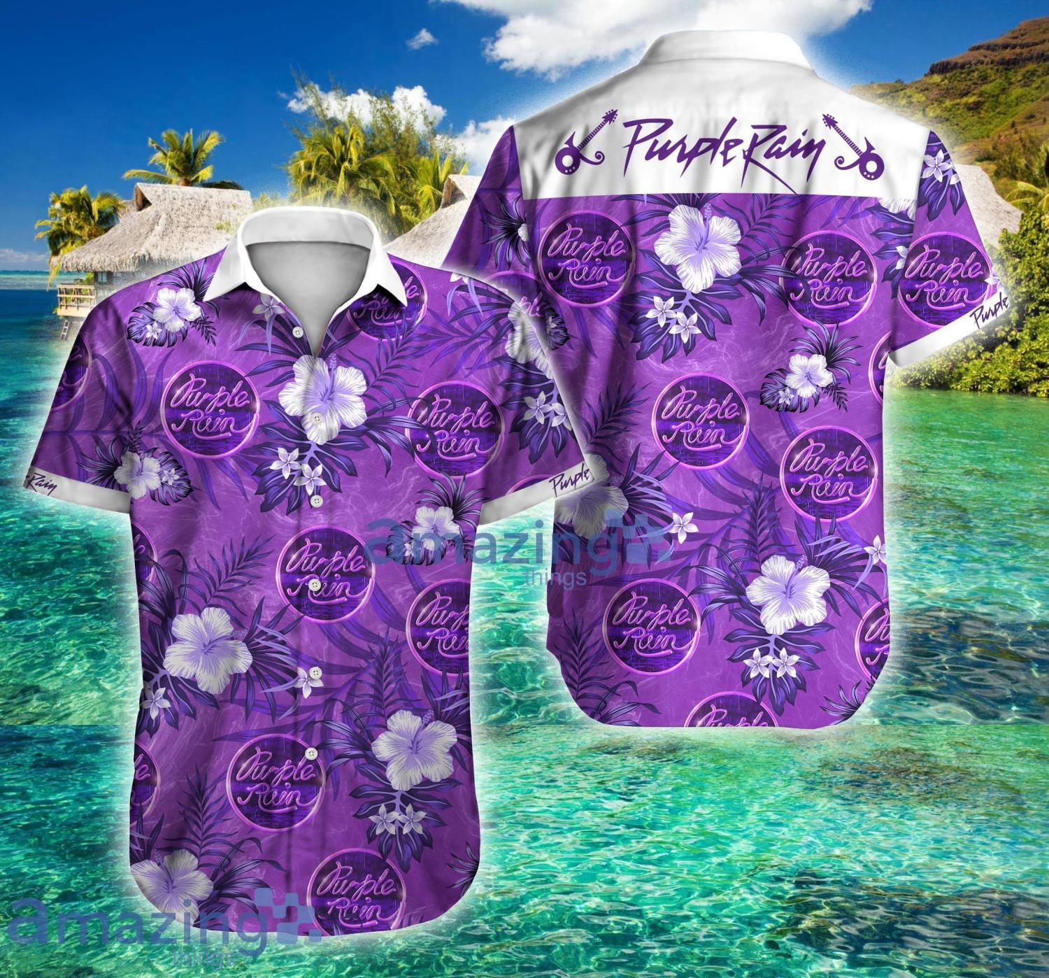 Purple Rain Logo Tropical Short Sleeve Hawaiian Shirt For Men And Women Product Photo 1