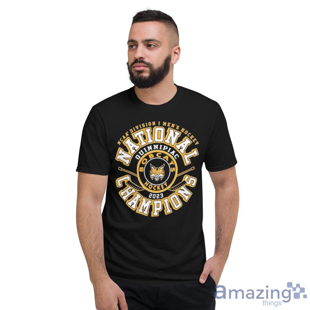 Quinnipiac Bobcats Ncaa Men's Ice Hockey National Champions 2023 Hoodie image Quinnipiac Bobcats Ncaa Mens Ice Hockey National Champions 2023 Hoodie - Short Sleeve T-Shirt