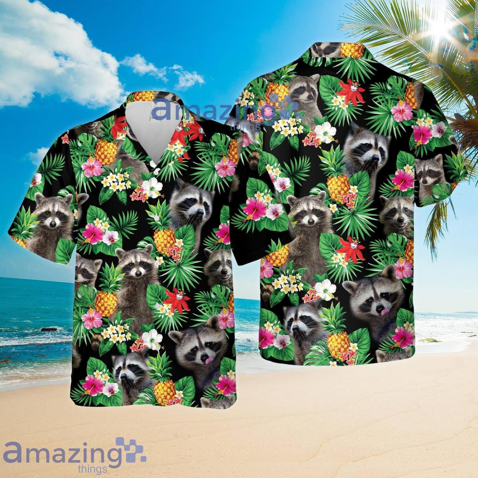 Raccoon Lovers Hawaii Style Pineapple Tropical Flower Summer Set Hawaiian Shirt And Shorts Product Photo 1