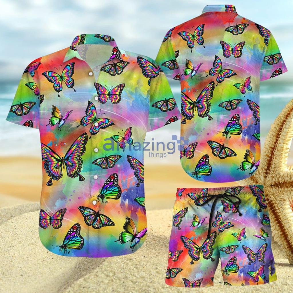 Rainbow Butterfly LGBT Pride Hawaiian Shirt And Short - Rainbow Butterfly LGBT Pride Hawaiian Shirt And Short