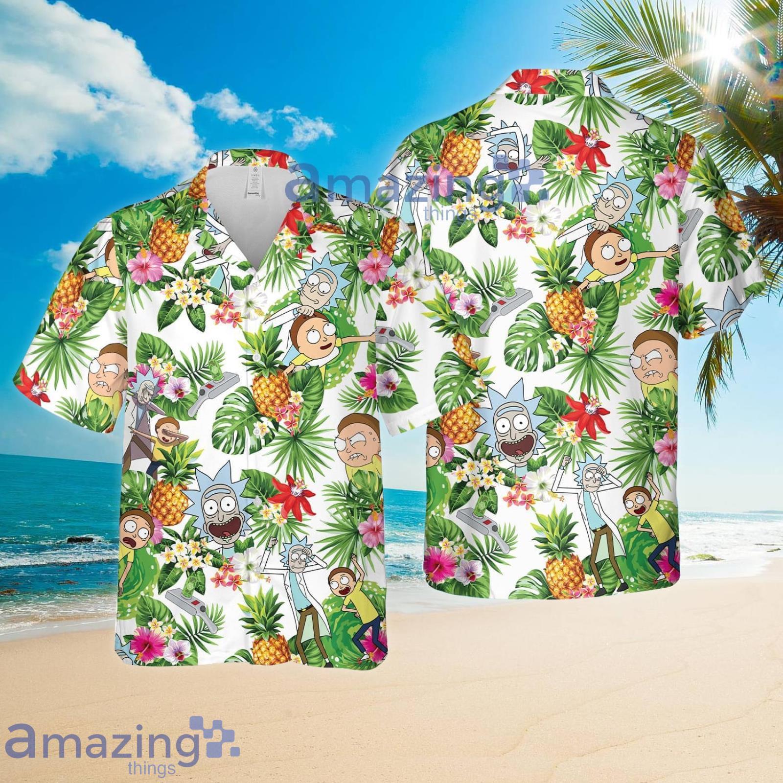 Rick And Morty Aloha Pineapple Summer Set Hawaiian Shirt And Shorts image Rick And Morty Aloha Pineapple Summer Set Hawaiian Shirt And Shorts Product Photo 2