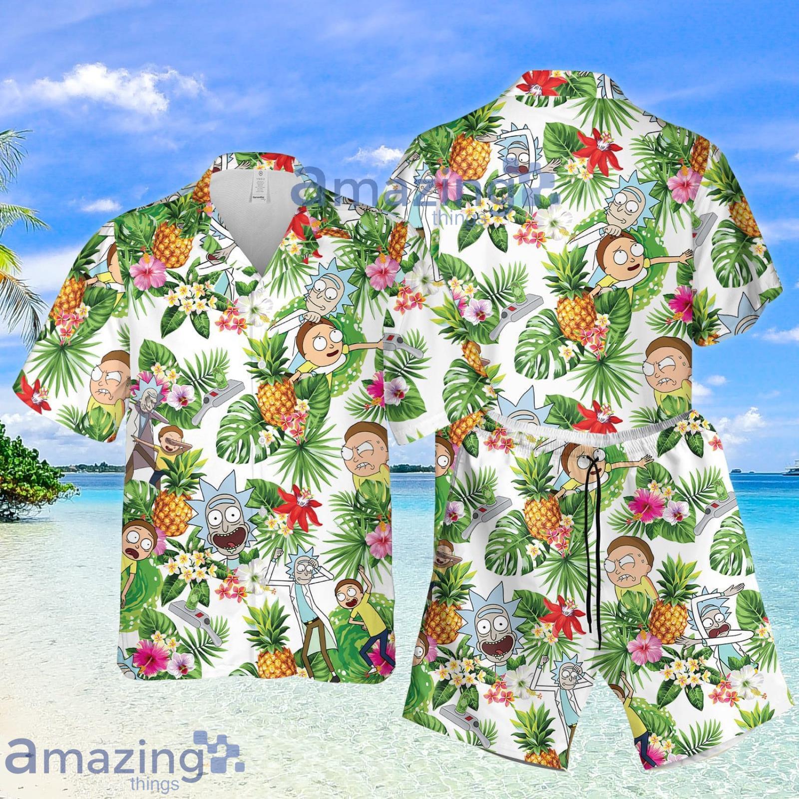 Rick And Morty Aloha Pineapple Summer Set Hawaiian Shirt And Shorts Product Photo 1