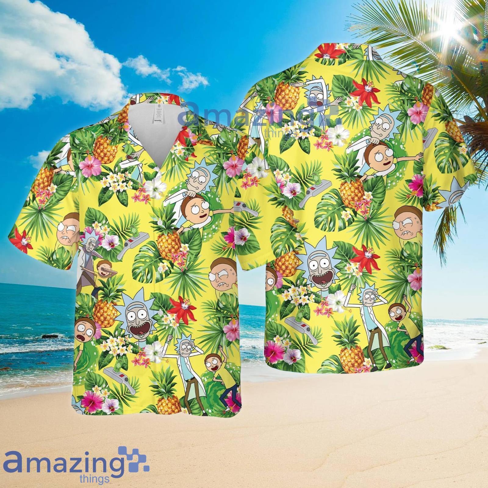 Rick And Morty Pineapple Summer Set Hawaiian Shirt And Shorts image Rick And Morty Pineapple Summer Set Hawaiian Shirt And Shorts Product Photo 2