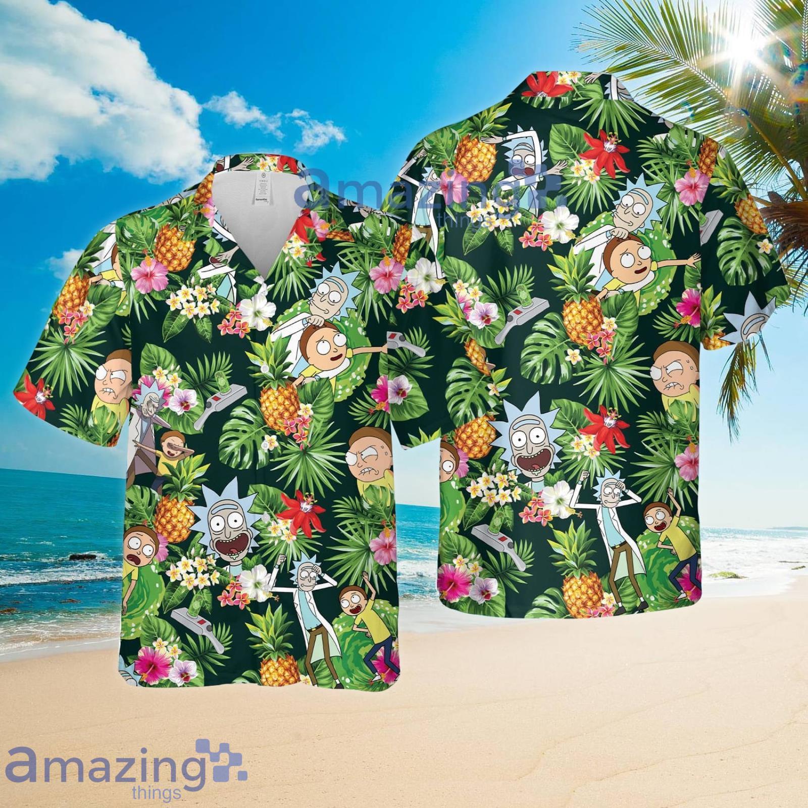 Rick And Morty Tropical Pineapple Summer Set Hawaiian Shirt And Shorts image Rick And Morty Tropical Pineapple Summer Set Hawaiian Shirt And Shorts Product Photo 2