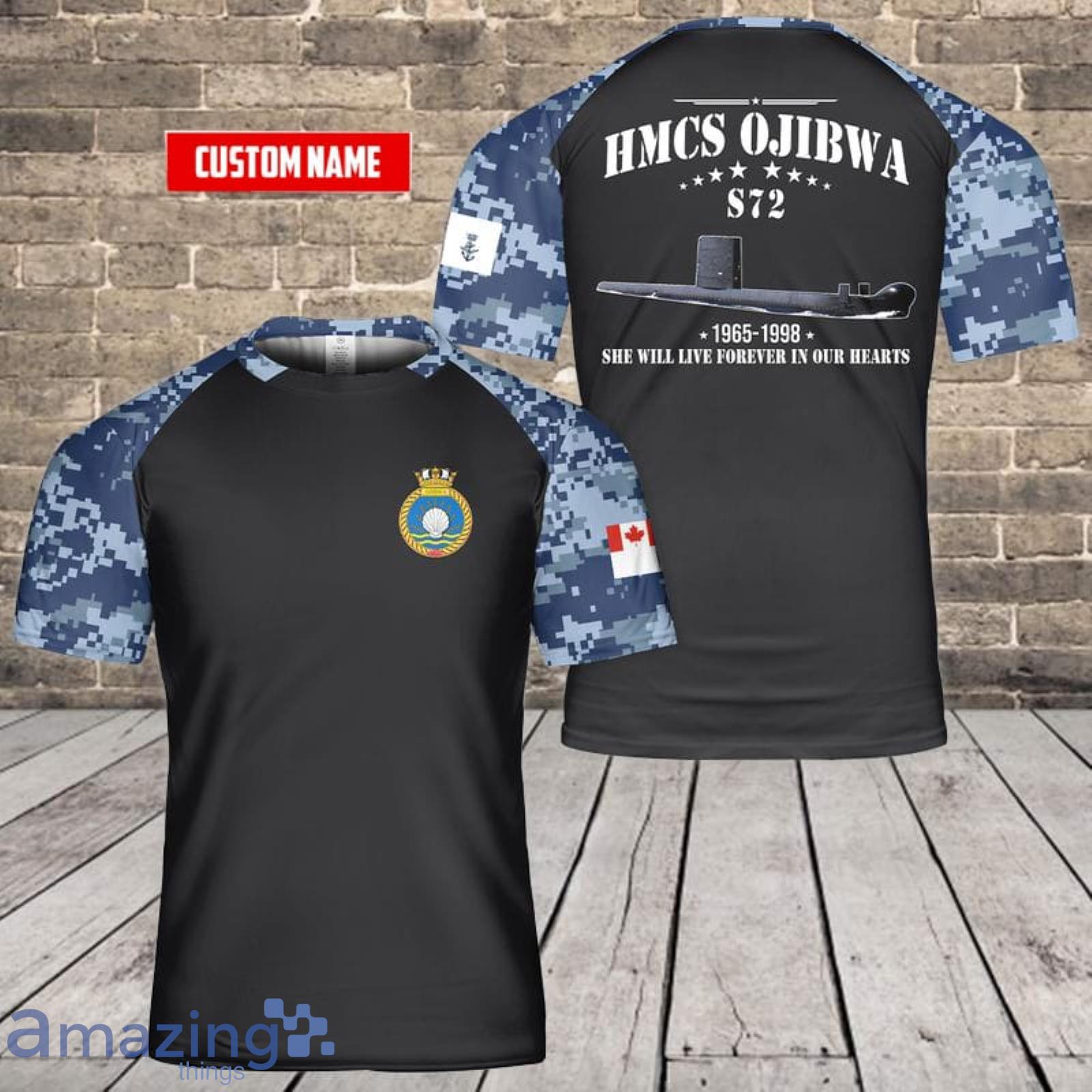 Royal Canadian Navy HMCS Ojibwa (S72) Oberon-class Submarine 3D T-Shirt For Fans Product Photo 1 Royal Canadian Navy HMCS Ojibwa (S72) Oberon-class Submarine 3D T-Shirt For Fans Product Photo 1