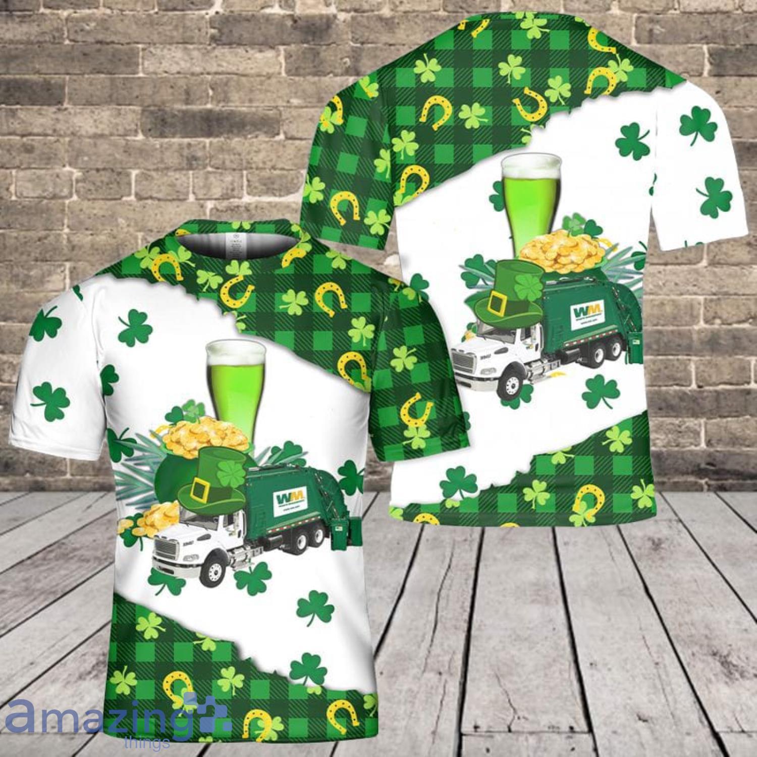 Saint Patrick's Day Waste Management 3D T-Shirt Gift Product Photo 1