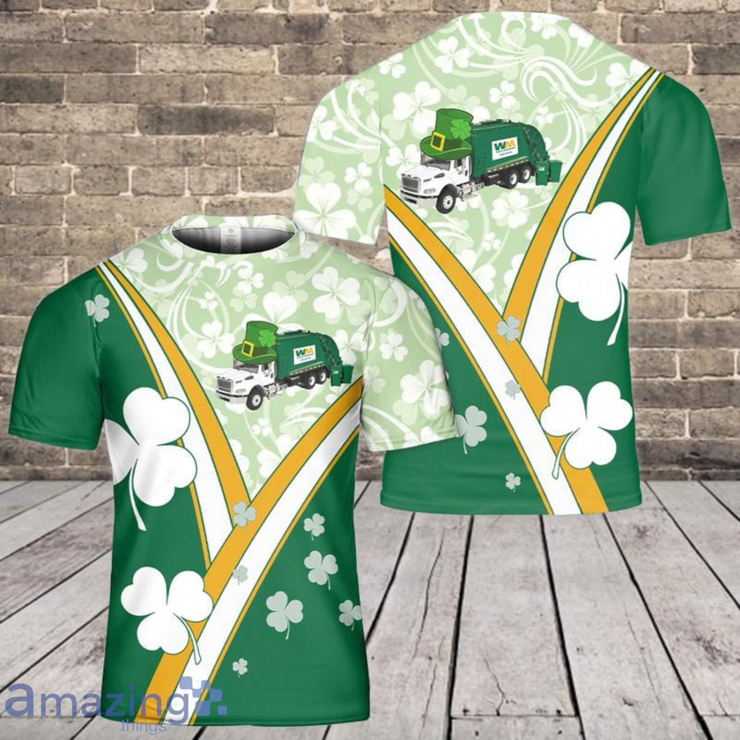 Saint Patrick's Day Waste Management 3D T-Shirt Product Photo 1