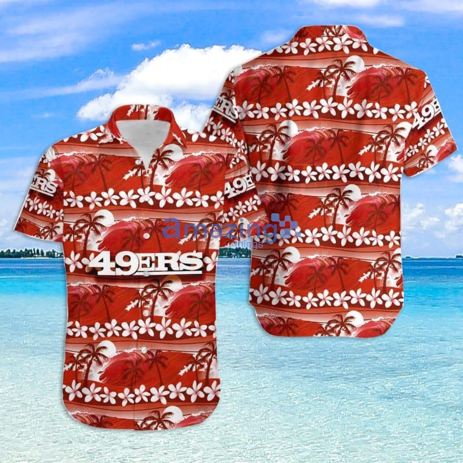 San Francisco 49ers Coconut Trees All Over Print NFL Hawaiian Shirt Product Photo 1