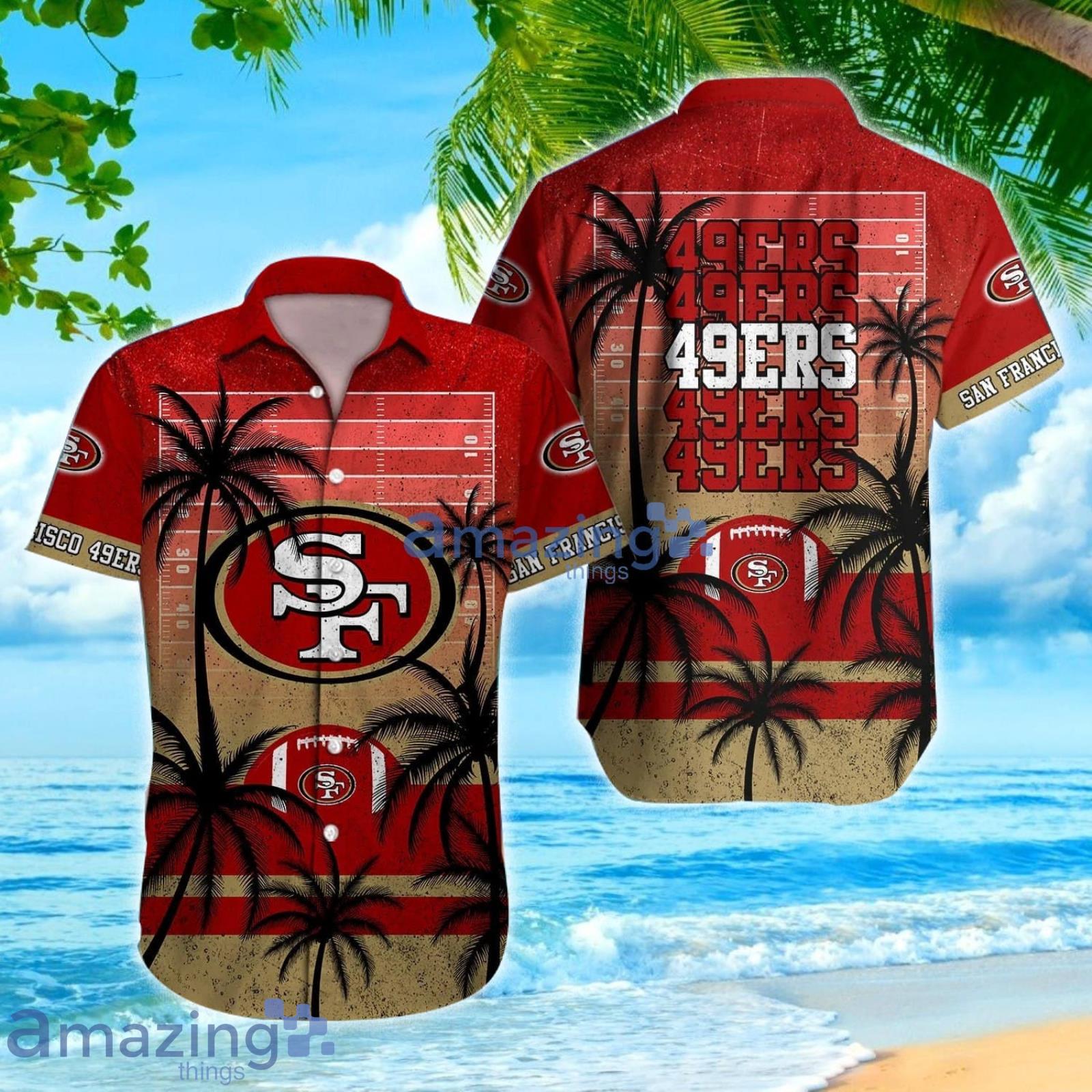 49ers Hawaiian Shirt White And Red Coconut Tree San Francisco