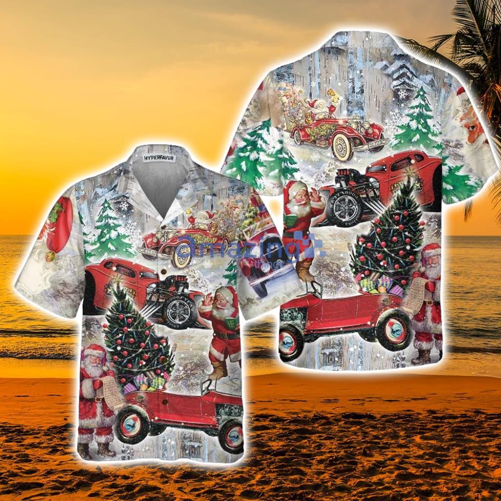 Santa Claus And His Hot Rod On Christmas Tropical Hawaiian Shirt - Santa Claus And His Hot Rod On Christmas Tropical Hawaiian Shirt Santa Claus And His Hot Rod On Christmas Tropical Hawaiian Shirt - Santa Claus And His Hot Rod On Christmas Tropical Hawaiian Shirt