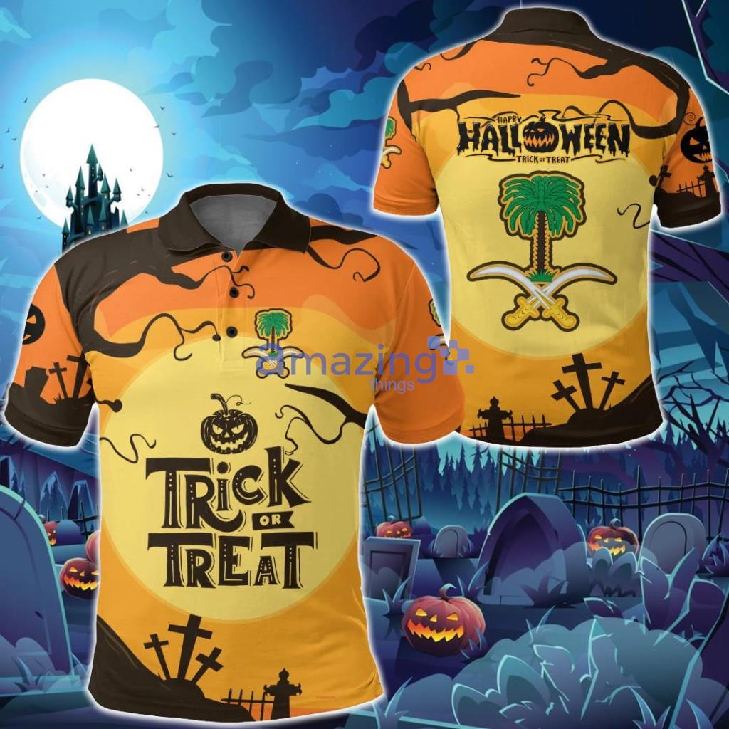 Saudi Arabia Halloween Trick or Treat Polo Shirt - Saudi Arabia Halloween Trick or Treat Polo Shirt