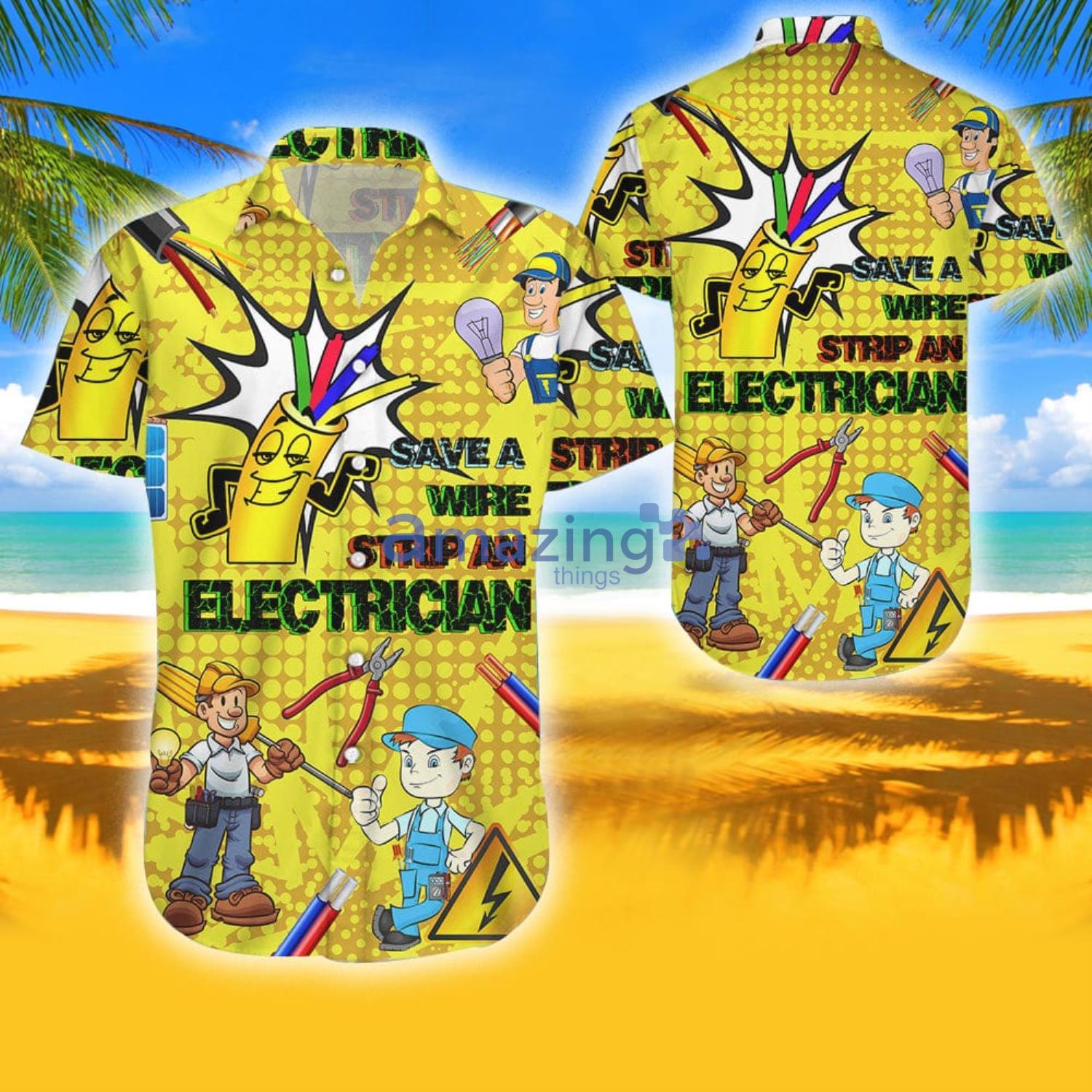 Save A Wire Stip An Electrician Unisex Tropical Aloha Combo Hawaiian Shirt And Shorts Gift For Summer Product Photo 1