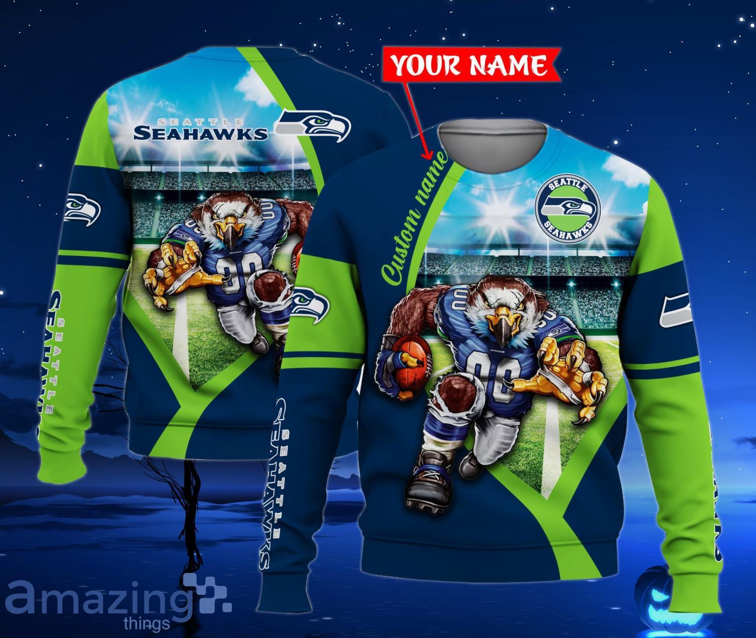 Seattle Seahawks Mascot Personalized Name 3D All Over Print Shirt For Fans image Seattle Seahawks Mascot Personalized Name 3D All Over Print Shirt For Fans Product Photo 3