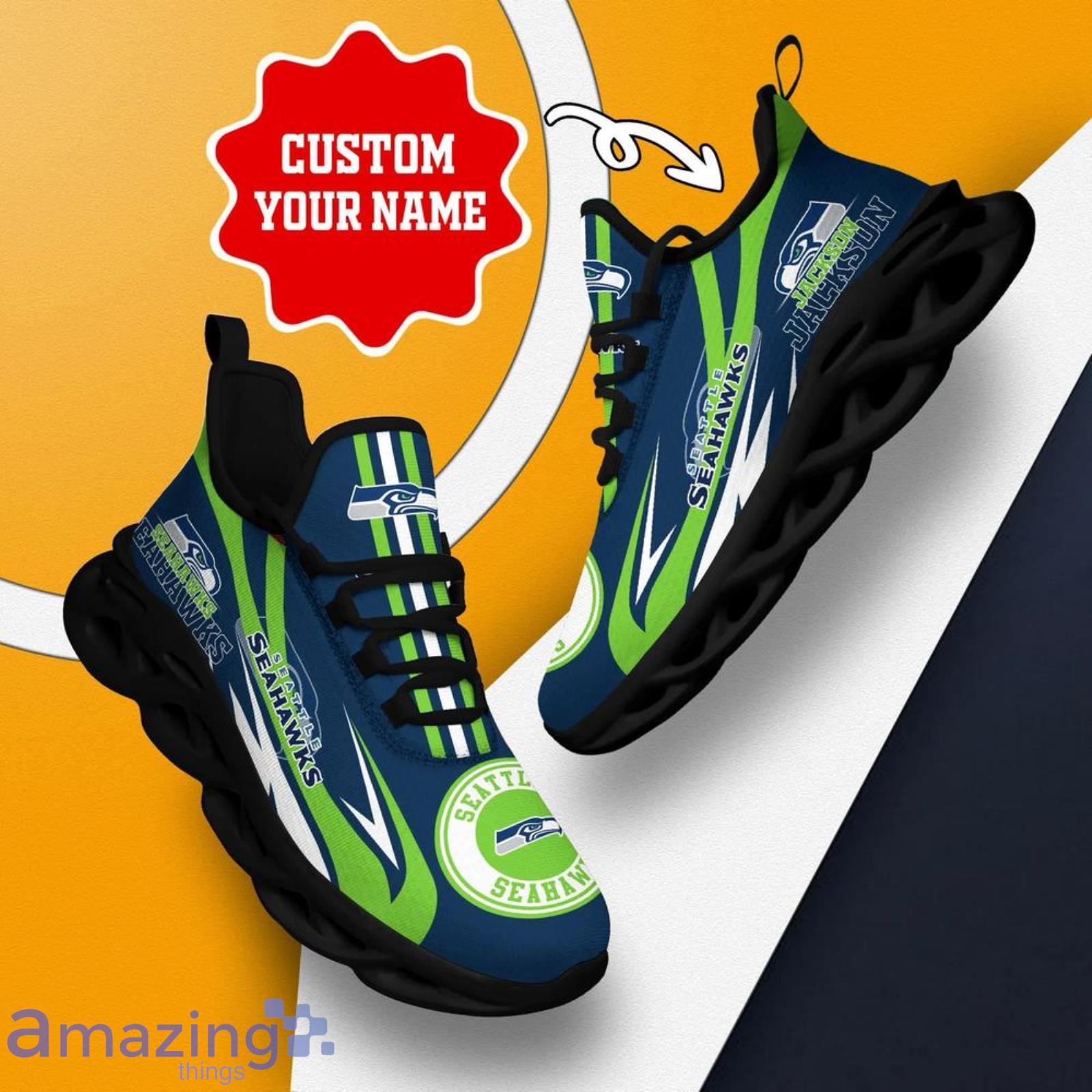 Seattle Seahawks NFL Max Soul Shoes Custom Name Best Gift For Fans