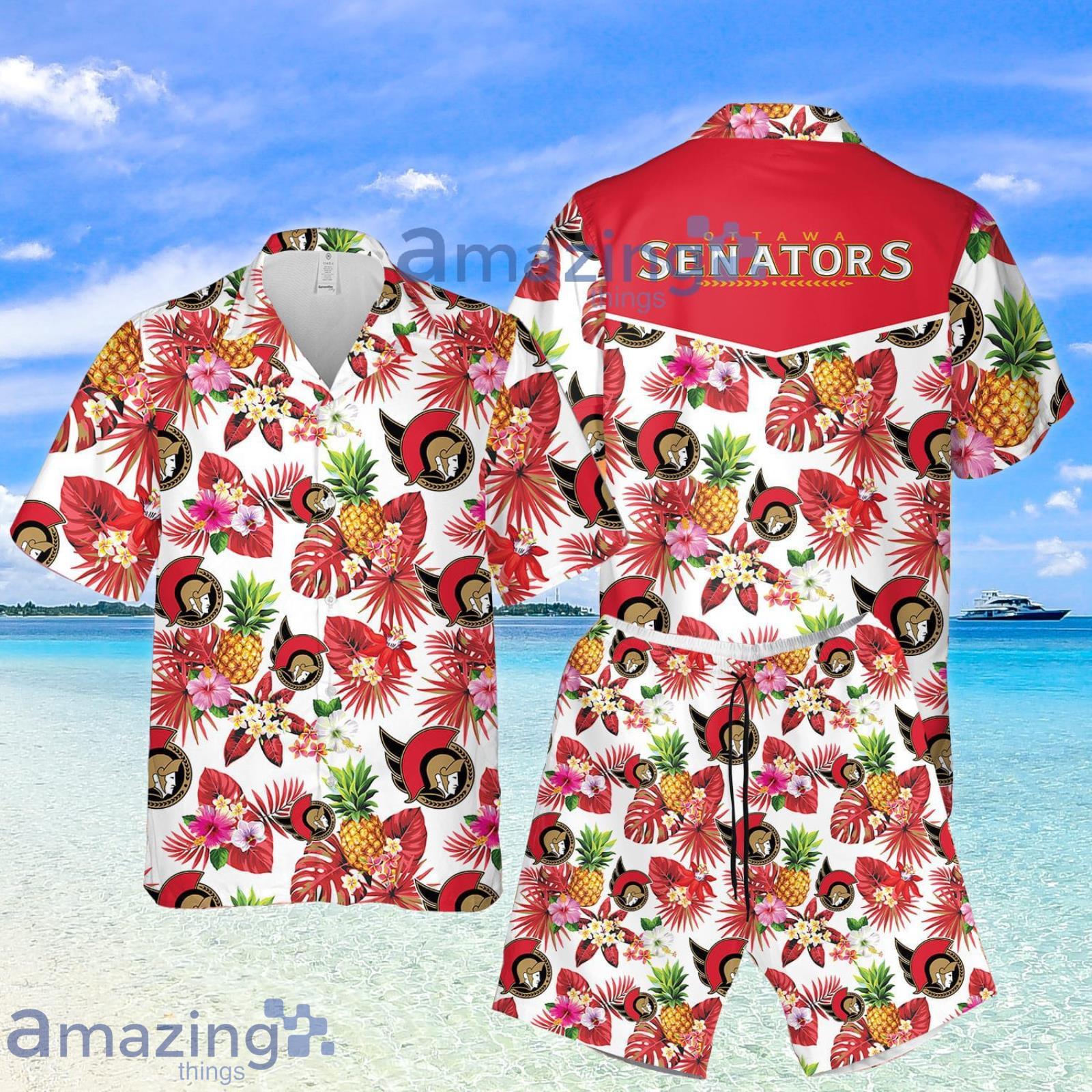 Senators Pineapple Tropical Flower Summer Set Hawaiian Shirt And Shorts Product Photo 1