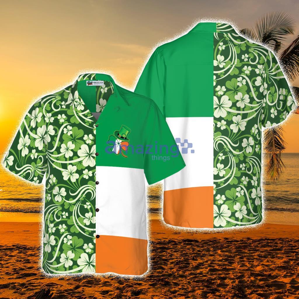 Shamrock With Flag Saint Patrick's Day Irish Ireland Tropical Hawaiian Shirt image Shamrock With Flag Saint Patrick's Day Irish Ireland Tropical Hawaiian Shirt - Shamrock With Flag Saint Patrick's Day Irish Ireland Tropical Hawaiian Shirt