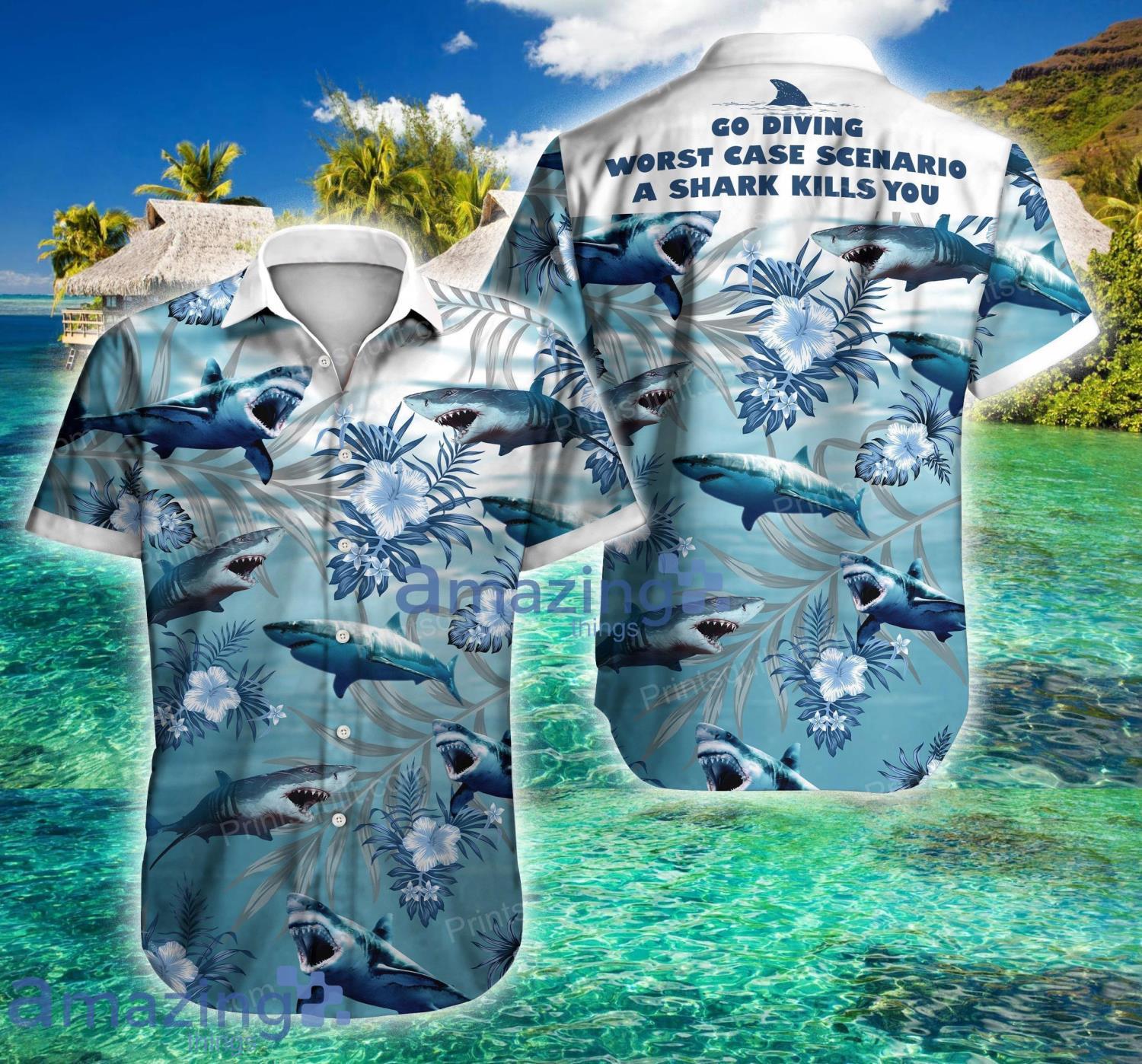 Shark Tropical Hawaiian Shirt For Men, Hawaiian Shirt For Women