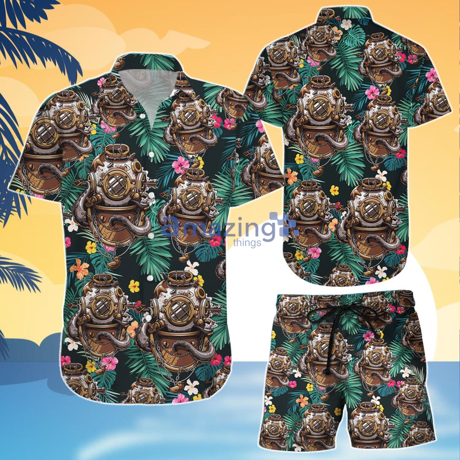 Shop Scuba Diving Helmet Combo Hawaiian Shirt And Shorts Gift For Summer Vacation Product Photo 1