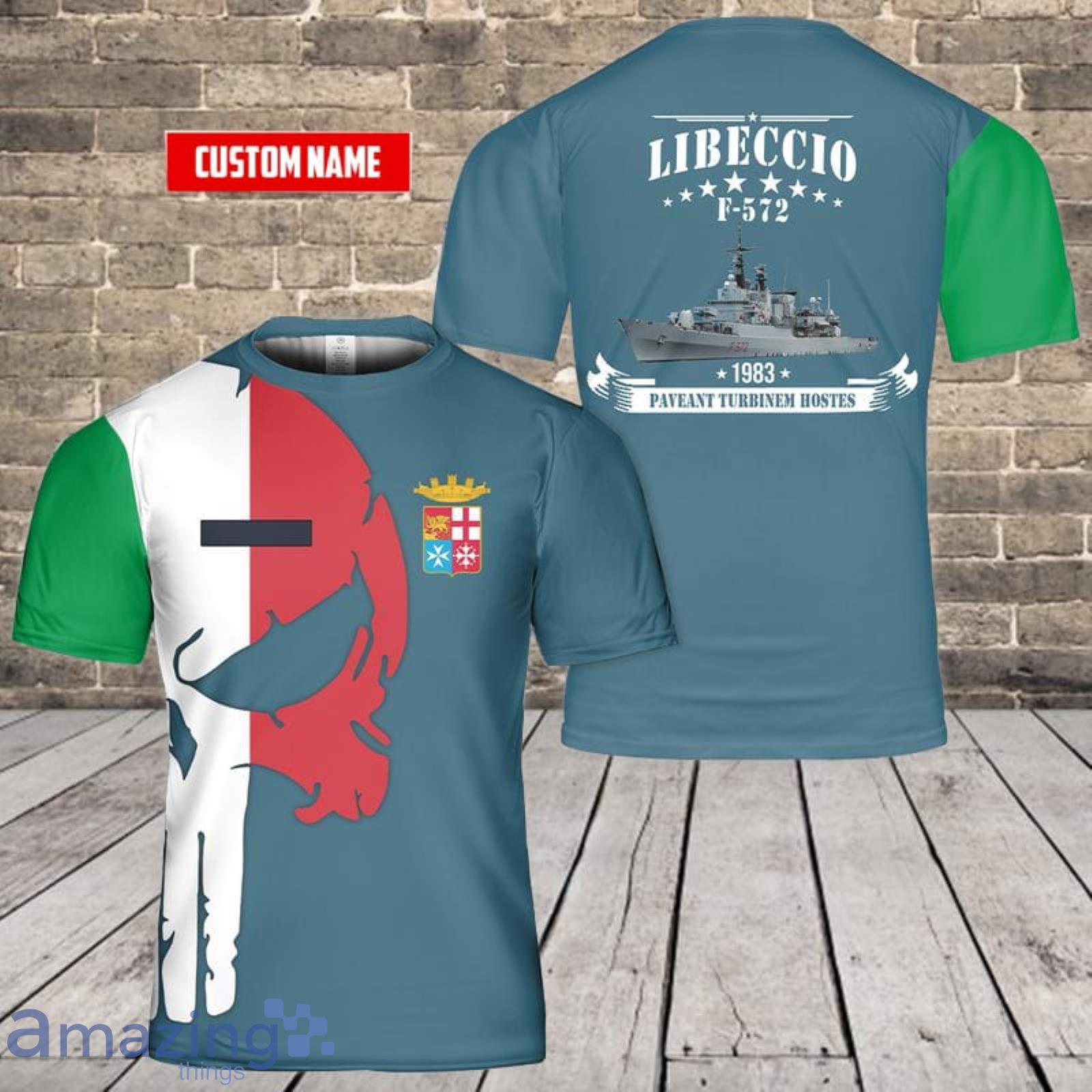 Skull Custom Name Italian Navy Libeccio (F 572) 3D T-Shirt  For Fans Product Photo 1