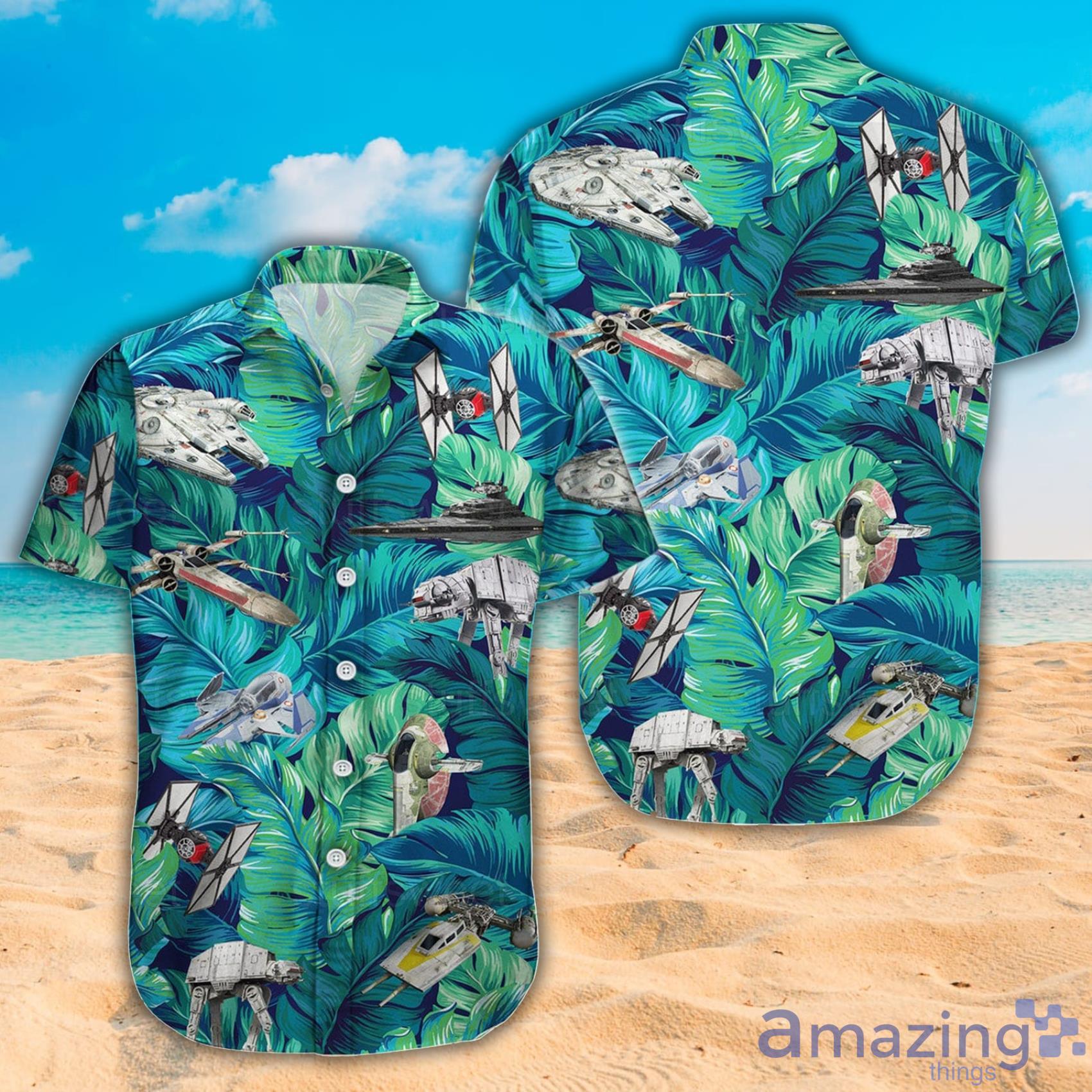 Star Wars Movies And Banana Leaf Pattern Short Sleeve Hawaiian Shirt And Beach Short Product Photo 1