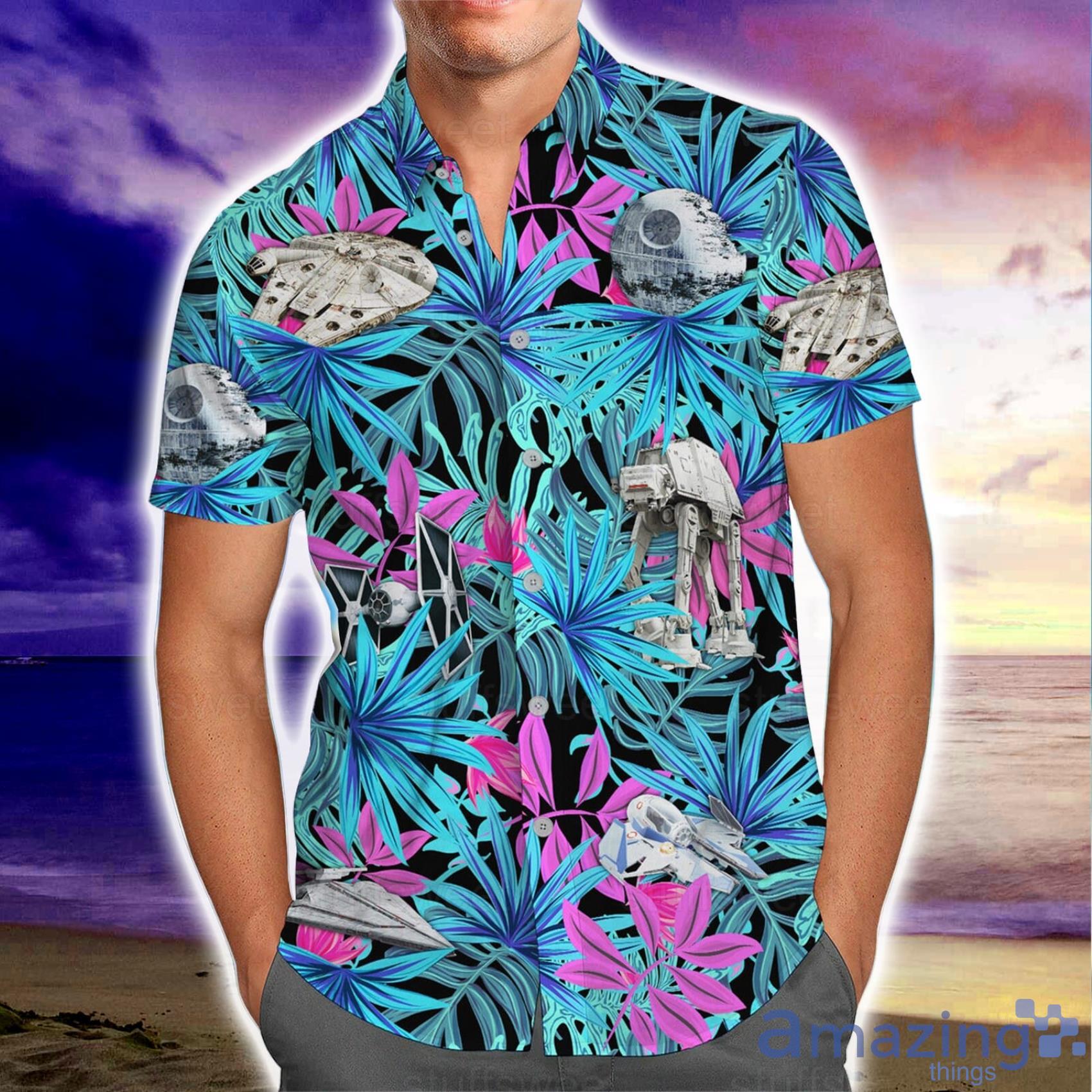 Star Wars Spaceship Tropical Watercolor Art Hawaiian Shirt And Beach Short image Star Wars Spaceship Tropical Watercolor Art Hawaiian Shirt And Beach Short Product Photo 3
