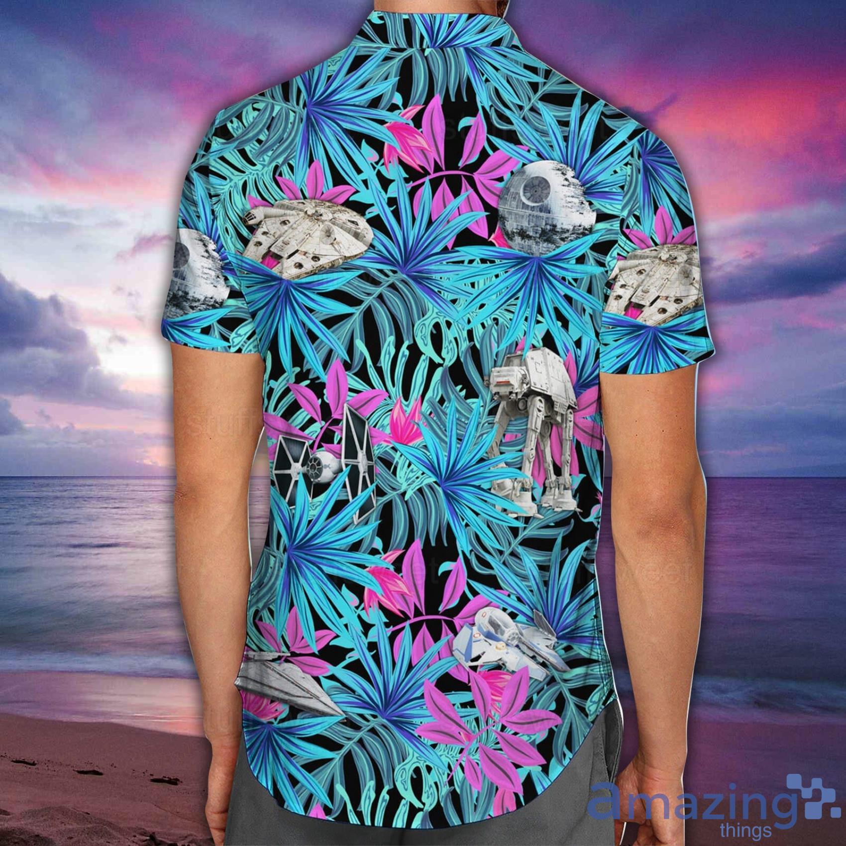 Star Wars Spaceship Tropical Watercolor Art Hawaiian Shirt And Beach Short image Star Wars Spaceship Tropical Watercolor Art Hawaiian Shirt And Beach Short Product Photo 4