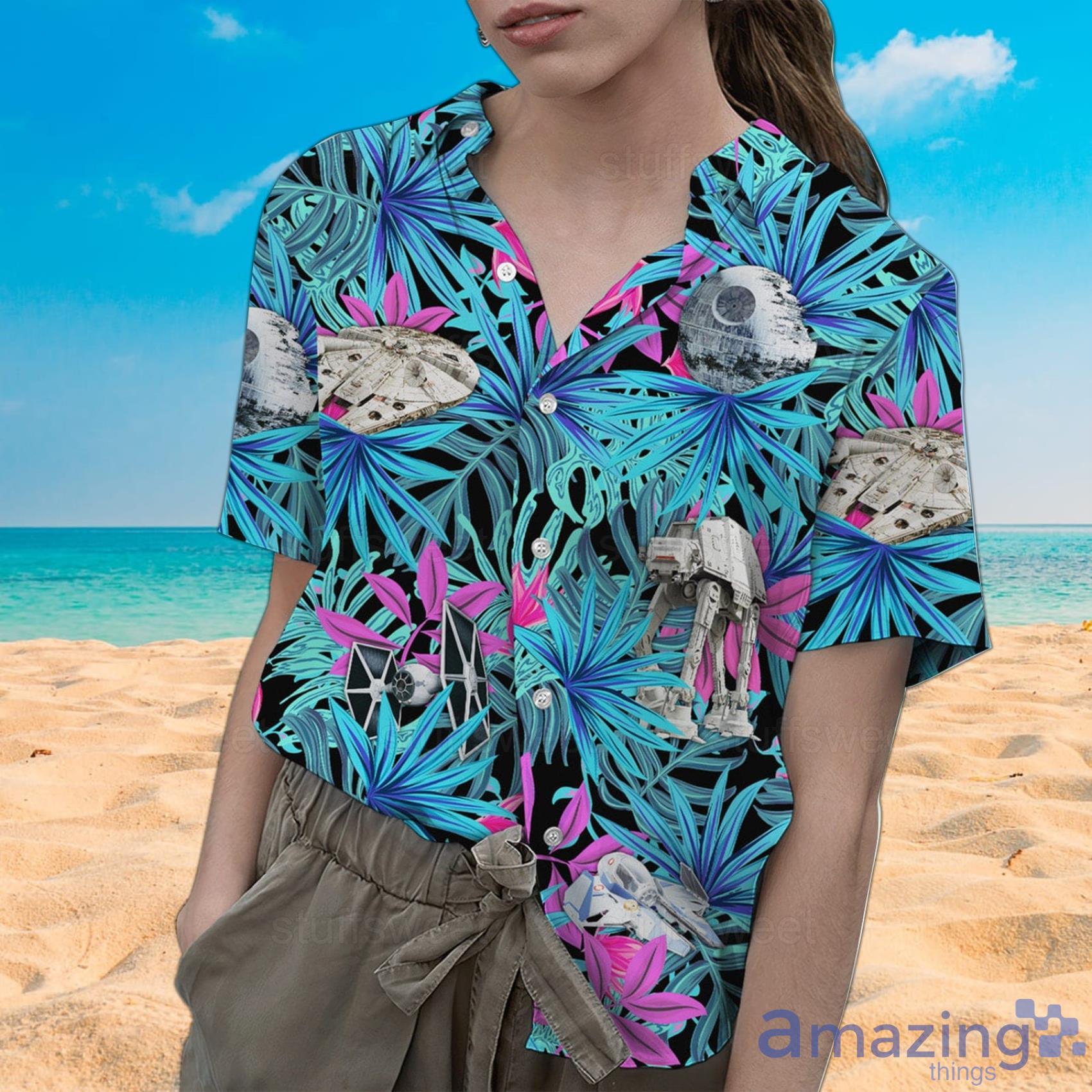 Star Wars Spaceship Tropical Watercolor Art Hawaiian Shirt And Beach Short image Star Wars Spaceship Tropical Watercolor Art Hawaiian Shirt And Beach Short Product Photo 5