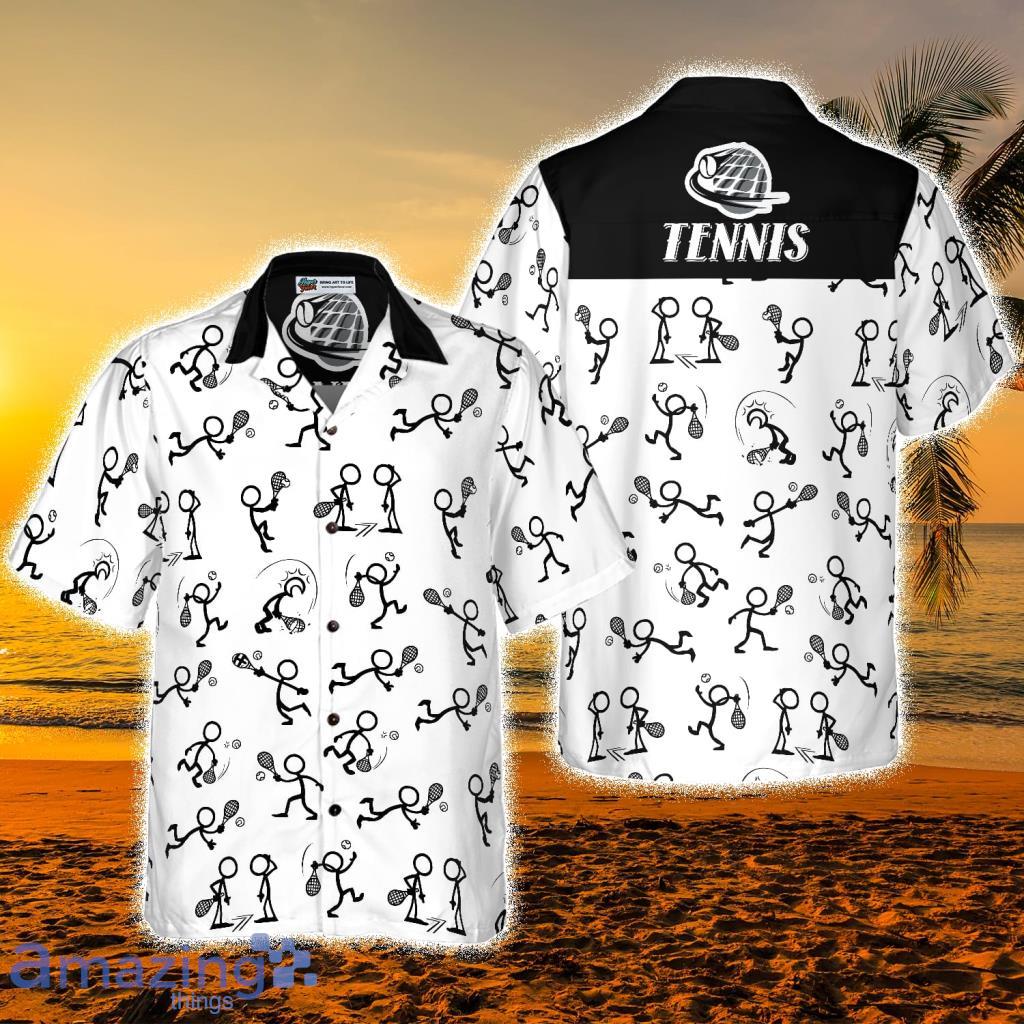 Stick Figures Tennis Black And White Hawaiian Shirt - Stick Figures Tennis Black And White Hawaiian Shirt