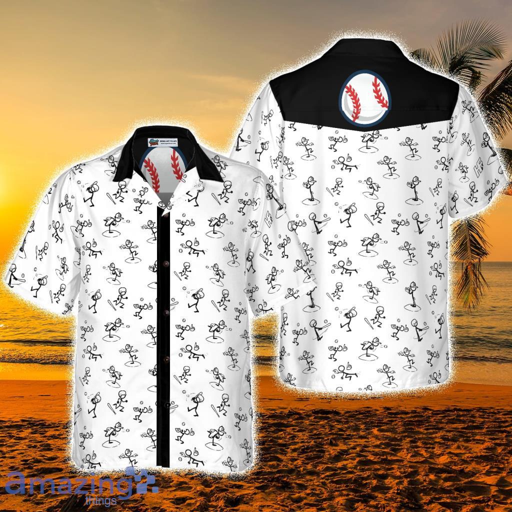 Stickfigures Playing Baseball Hawaiian Shirt - Stickfigures Playing Baseball Hawaiian Shirt