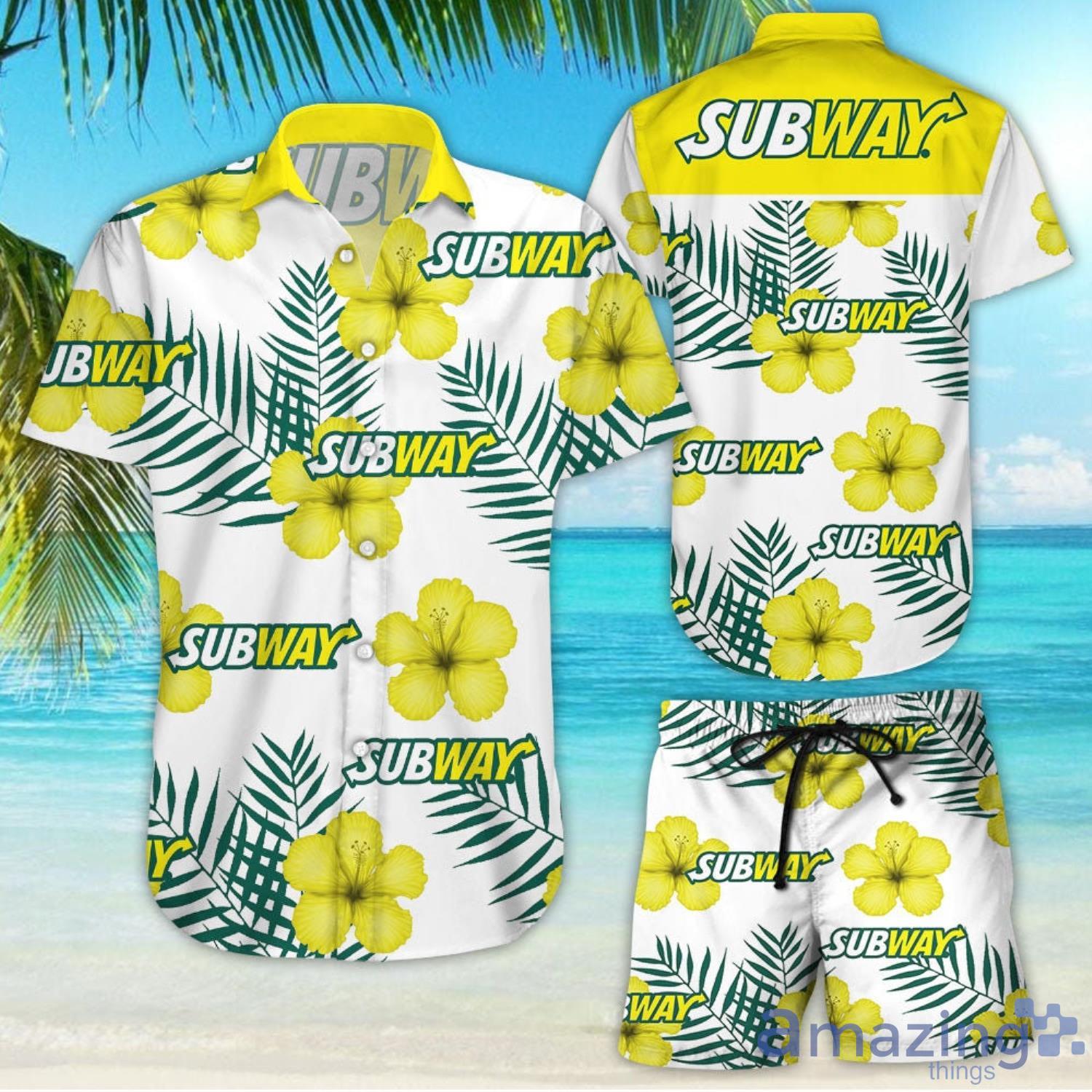 Subway Tropical Flower Aloha Hawaiian Shirt And Beach Short Set Product Photo 1