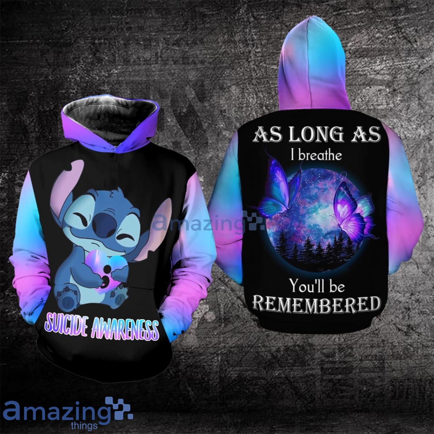 Suicide Awareness As Long As I Breathe Stitch All Over Print 3D Hoodie Product Photo 1