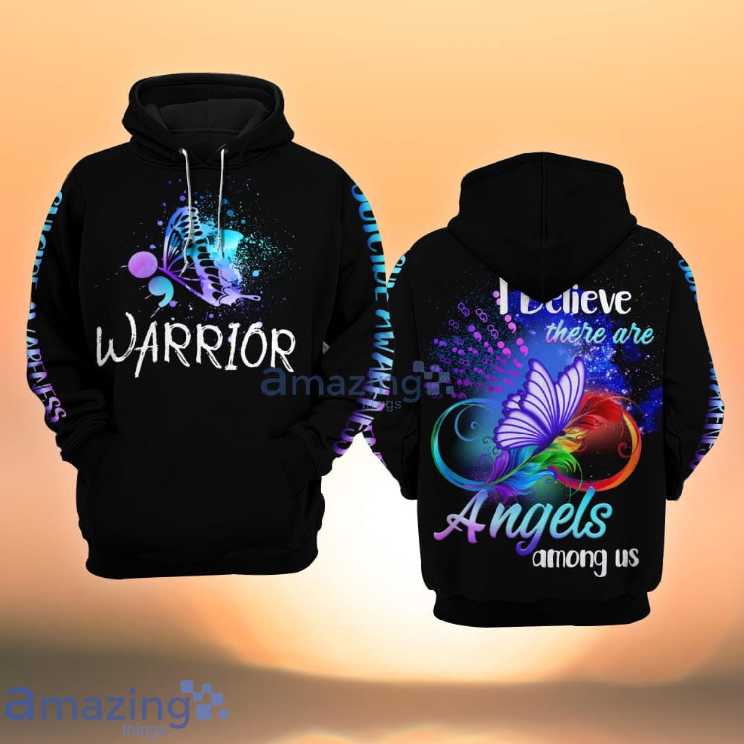 Suicide Awareness Butterfly I Belive There are Angels Among Us All Over Print 3D Hoodie Product Photo 1