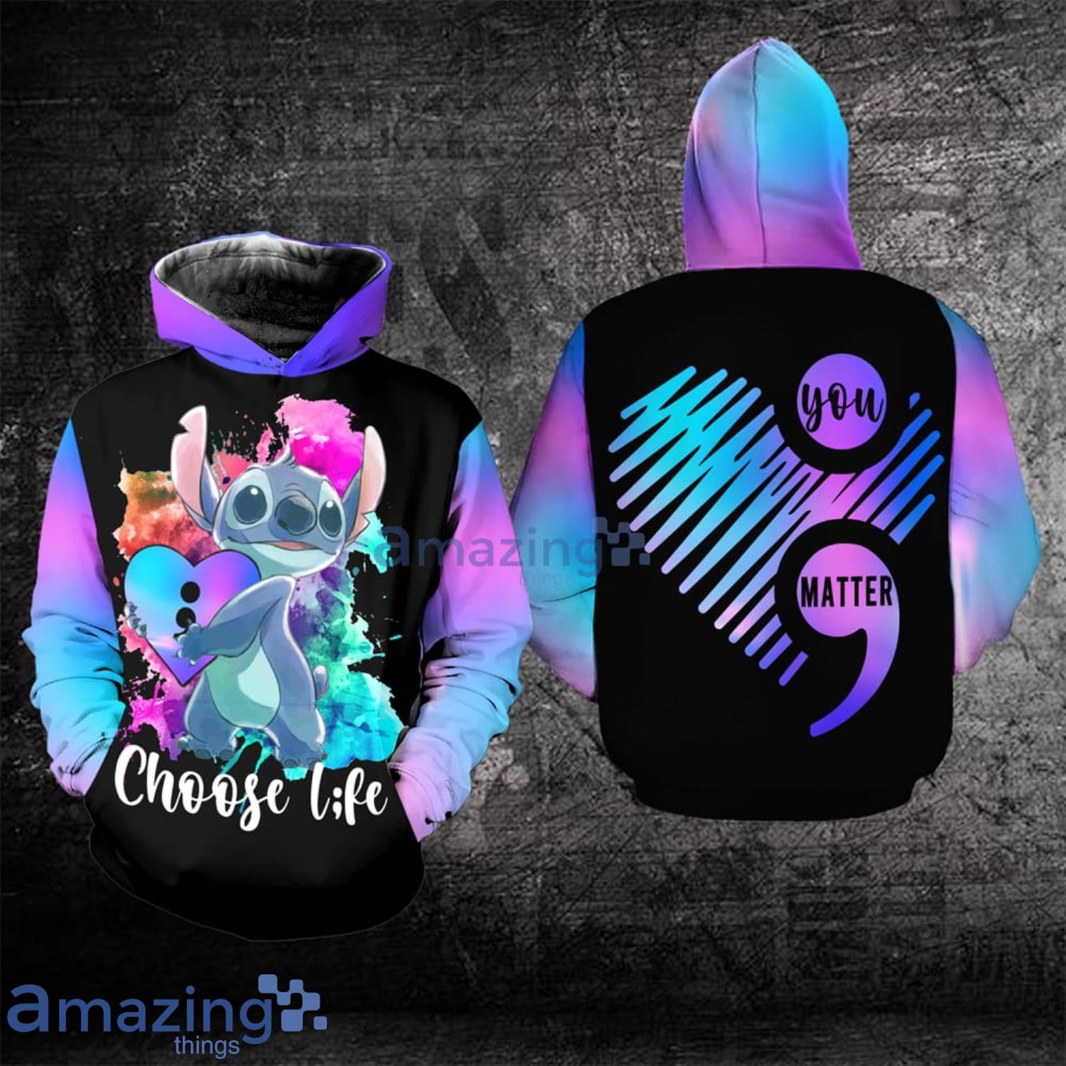 Suicide Awareness Choose Life Purple And Black Stitch All Over Print 3D Hoodie Product Photo 1