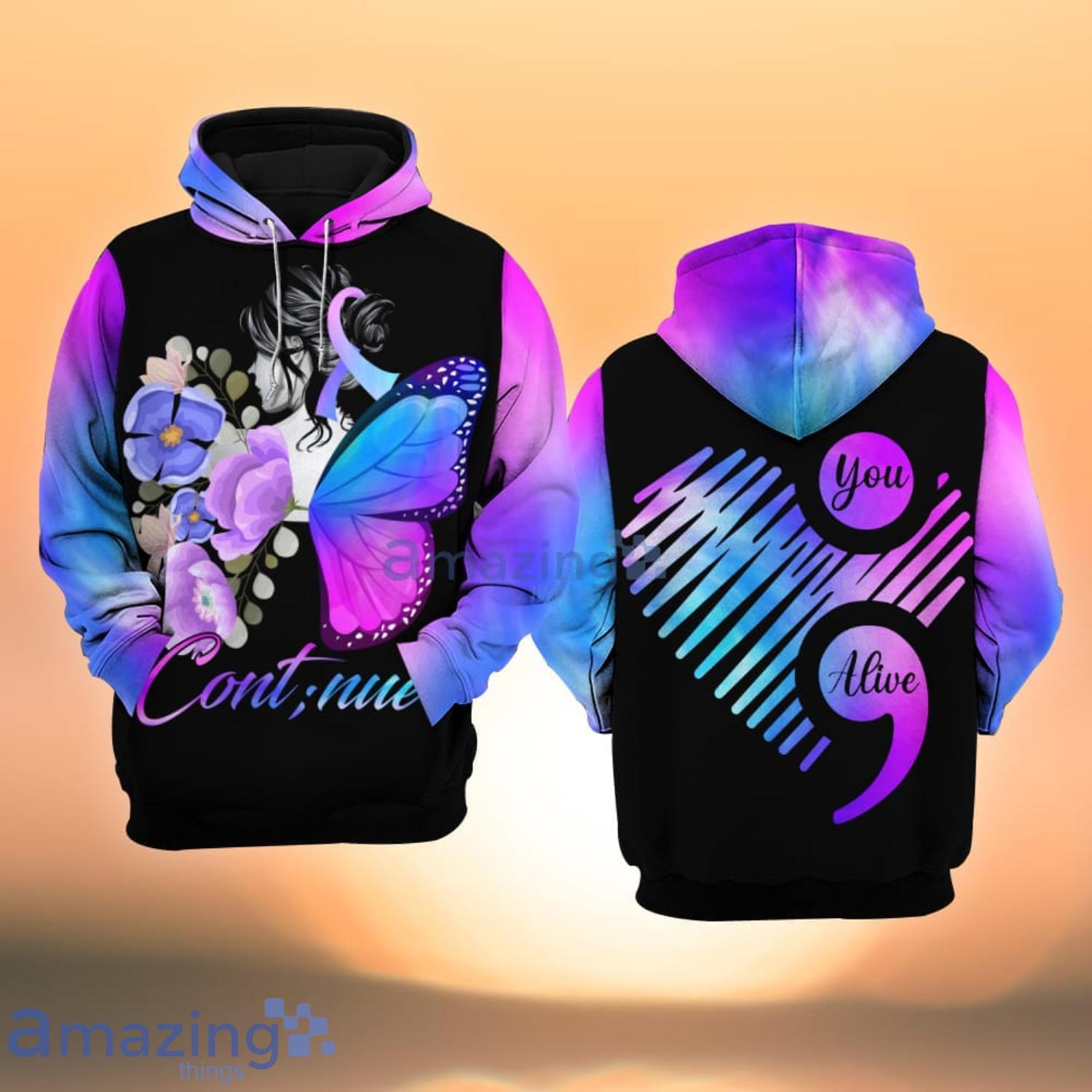 Suicide Awareness Continue Butterfly All Over Print 3D Hoodie Product Photo 1