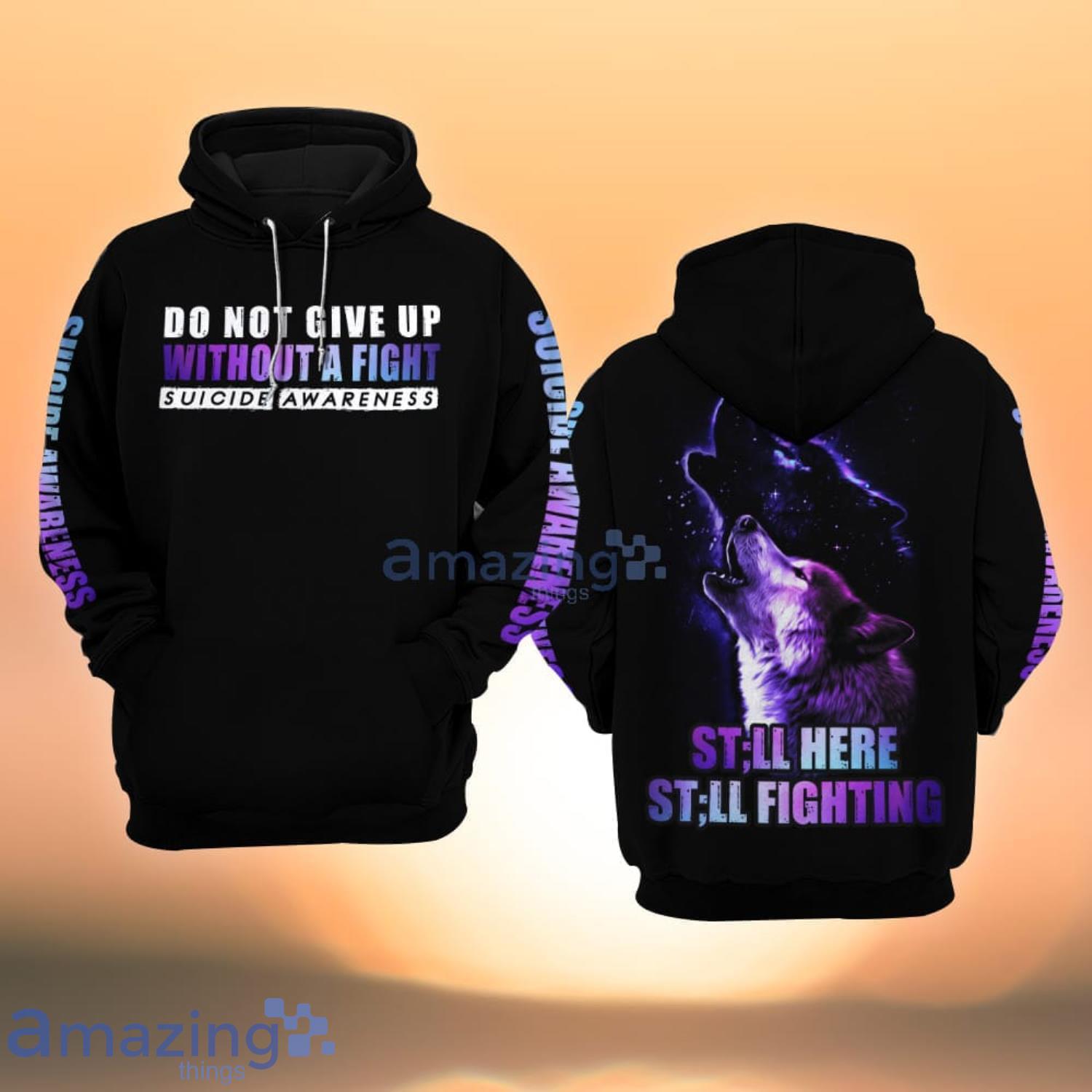 Suicide Awareness Do Not Give Up Wolf All Over Print 3D Hoodie Product Photo 1