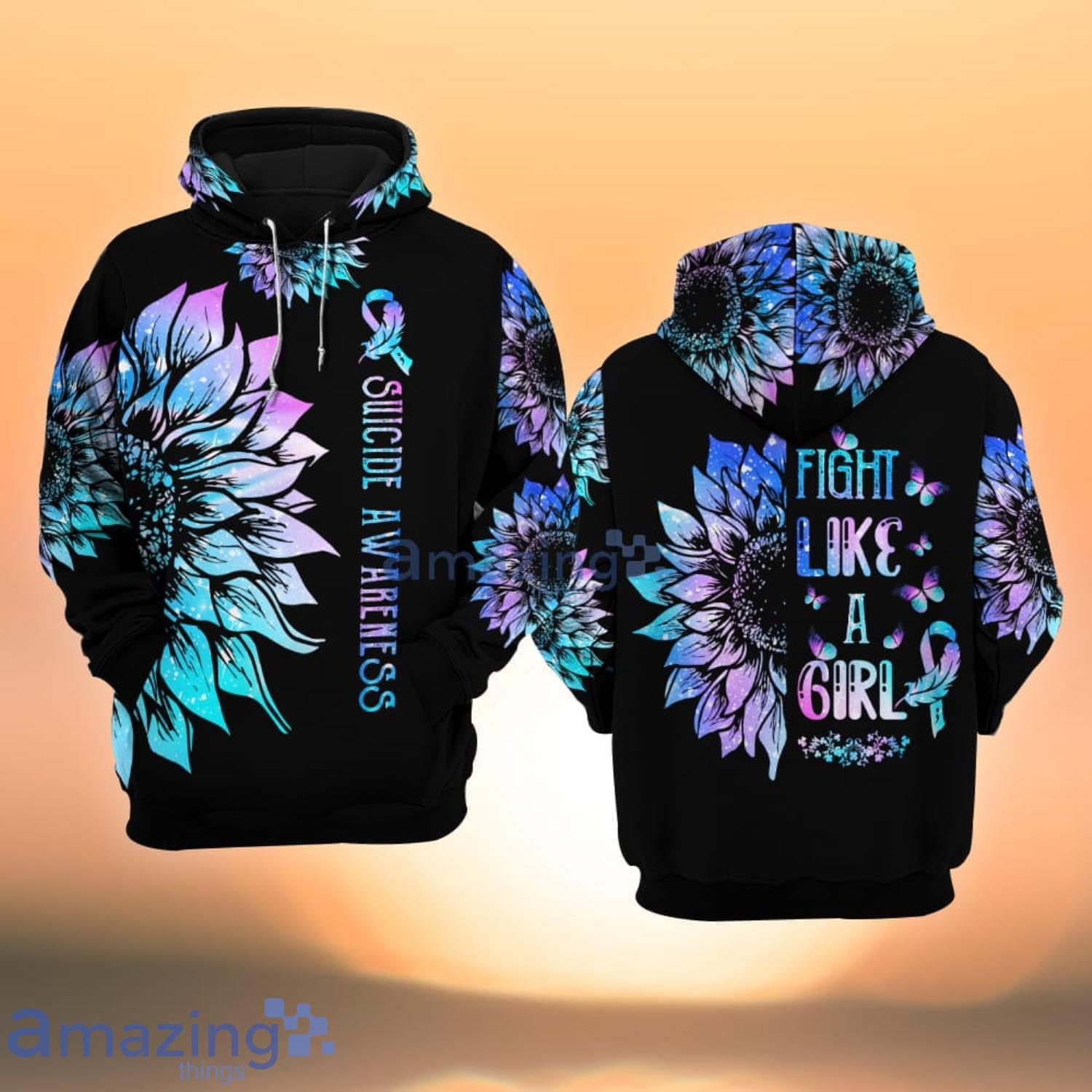 Suicide Awareness Fight Like A Girl Sunflower All Over Print 3D Hoodie Product Photo 1