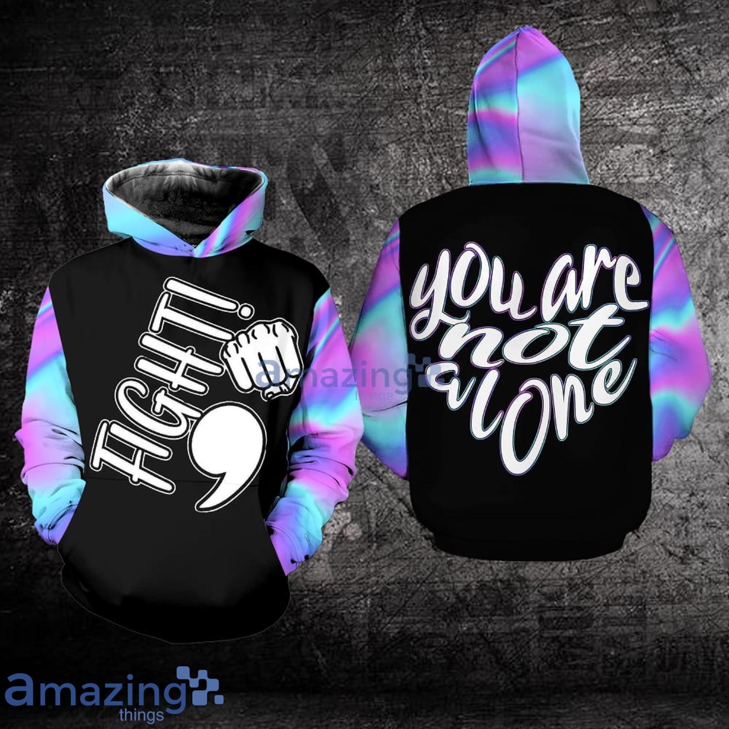 Suicide Awareness Hoodie Fight You Are Not Alone All Over Print 3D Hoodie Product Photo 1