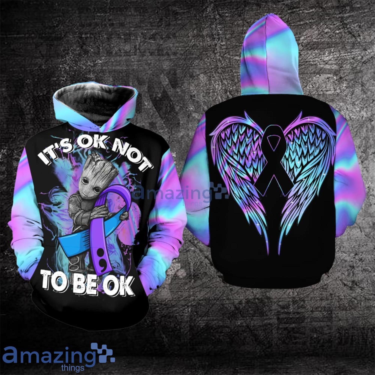 Suicide Awareness It’s Ok Not To Be Ok Baby Groot All Over Print 3D Hoodie Product Photo 1