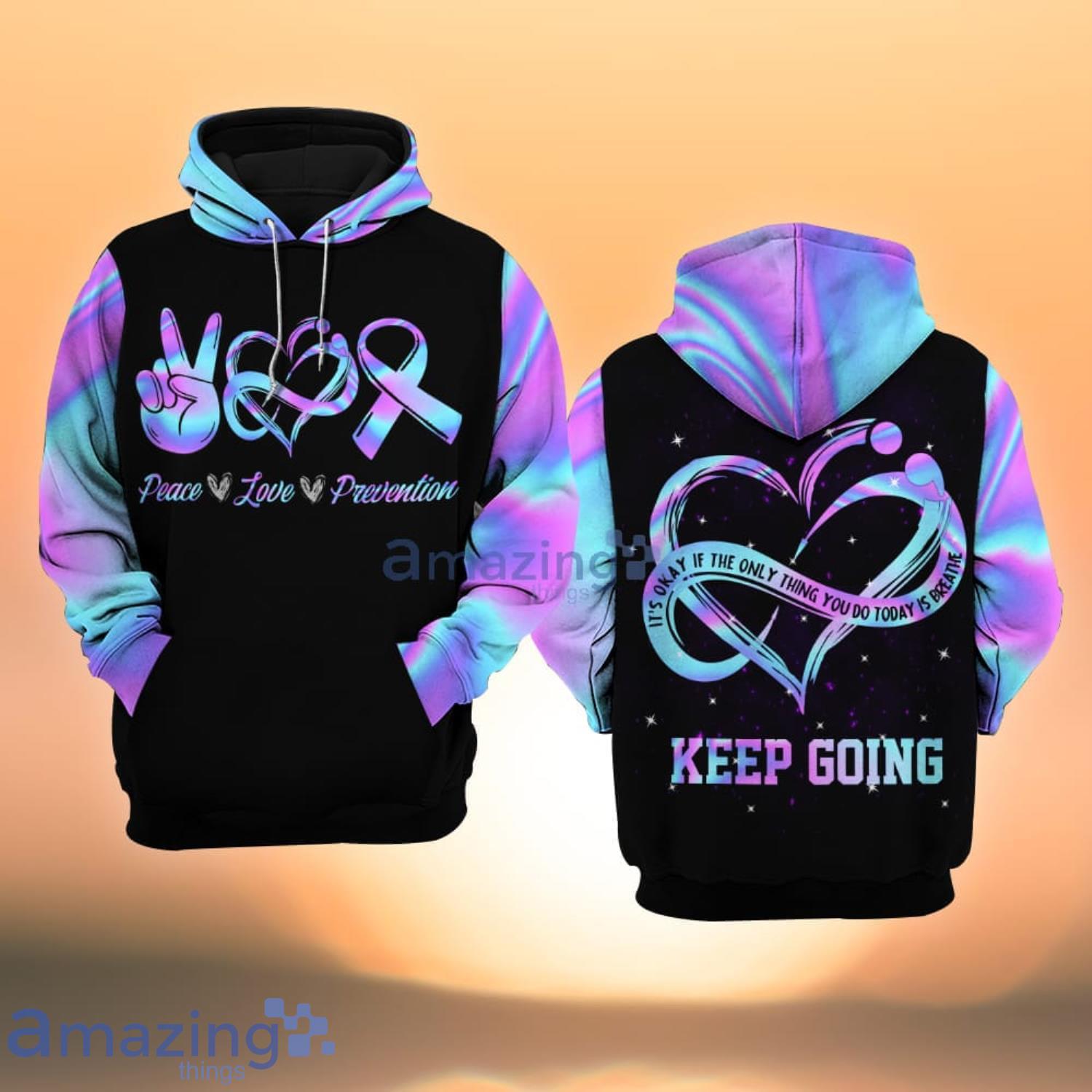 Suicide Awareness Keep Going Purple And Black All Over Print 3D Hoodie Product Photo 1