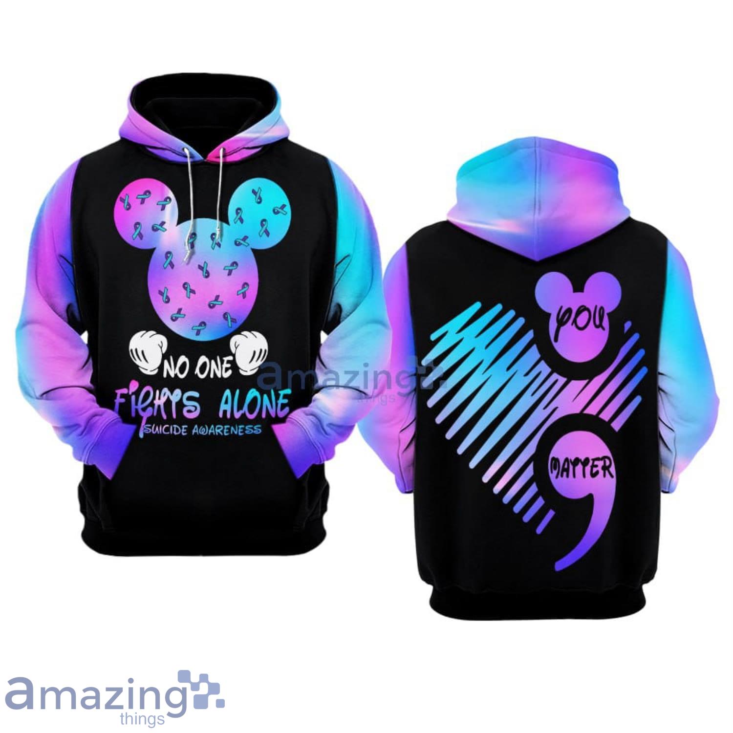 Suicide Awareness No One Fights Alone All Over Print 3D Hoodie Product Photo 1
