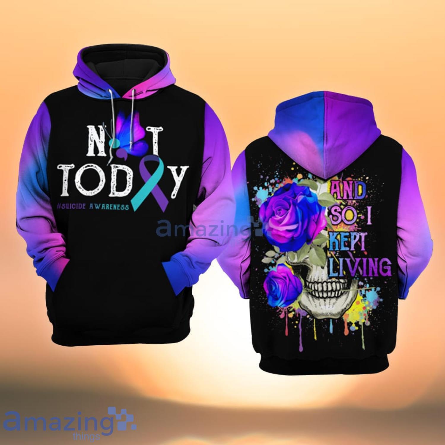 Suicide Awareness Not Today Skull And Flower All Over Print 3D Hoodie Product Photo 1