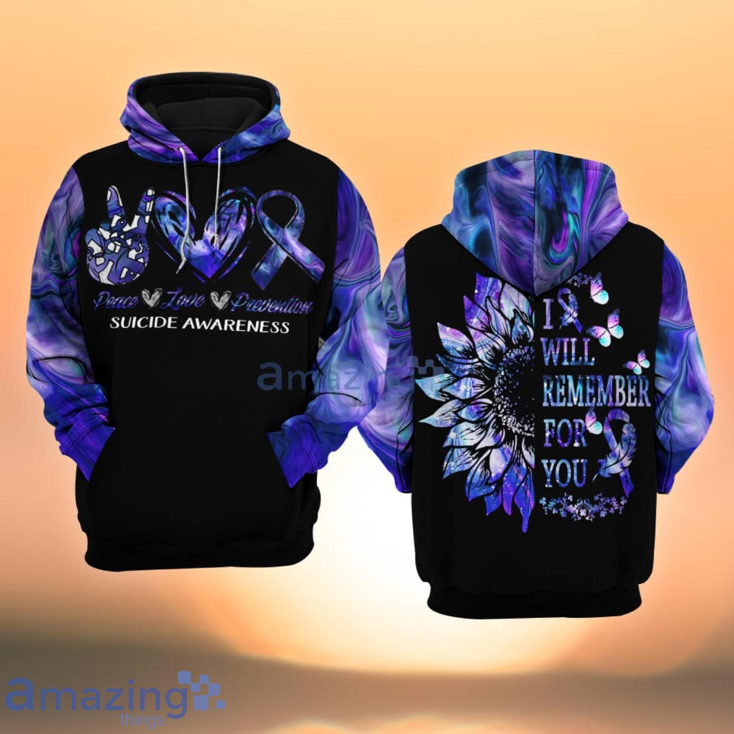 Suicide Awareness Peace Love Prevention Sunflower All Over Print 3D Hoodie Product Photo 1